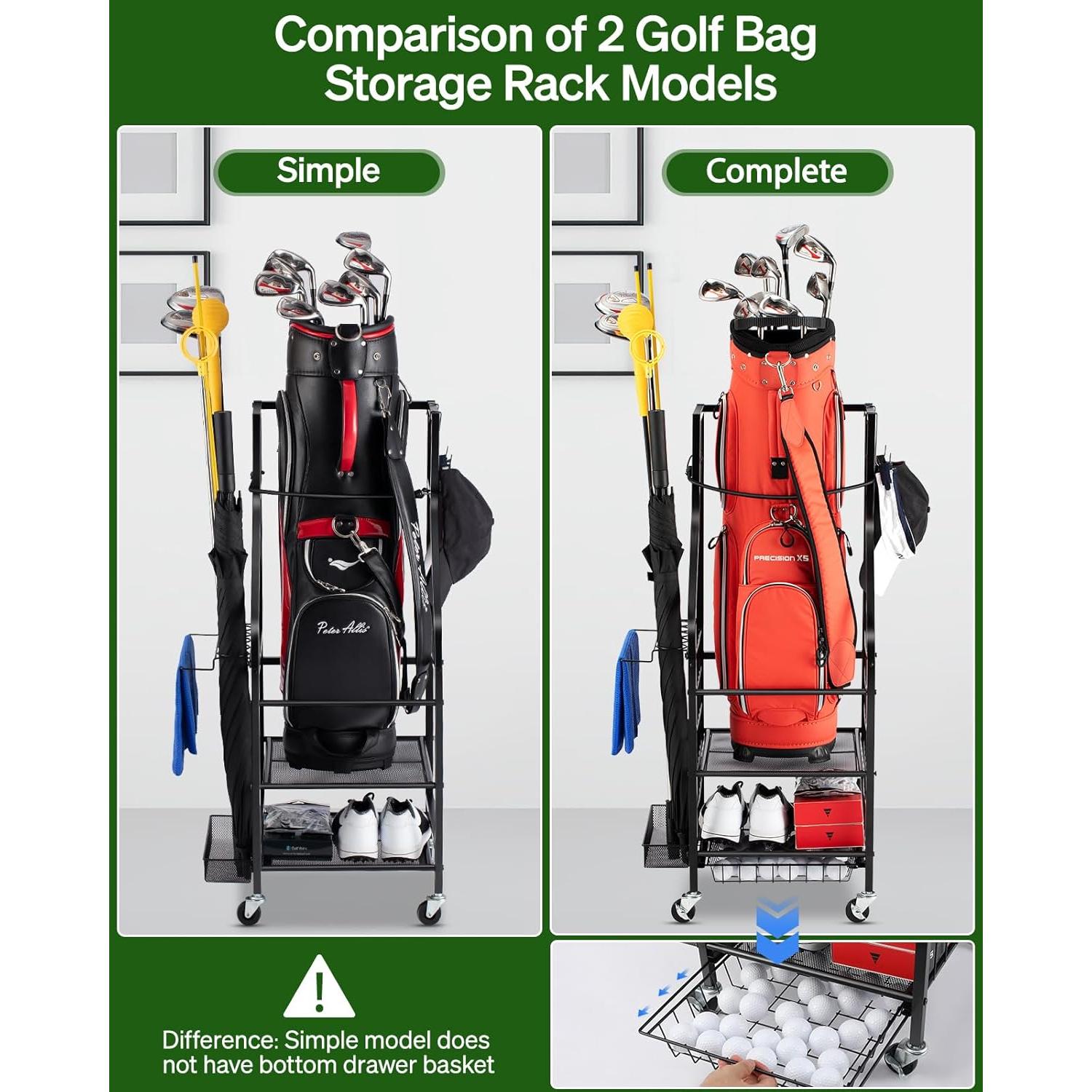 Organizador de Almacenamiento para Bolsas de Golf FHXZH - Estante con Ruedas