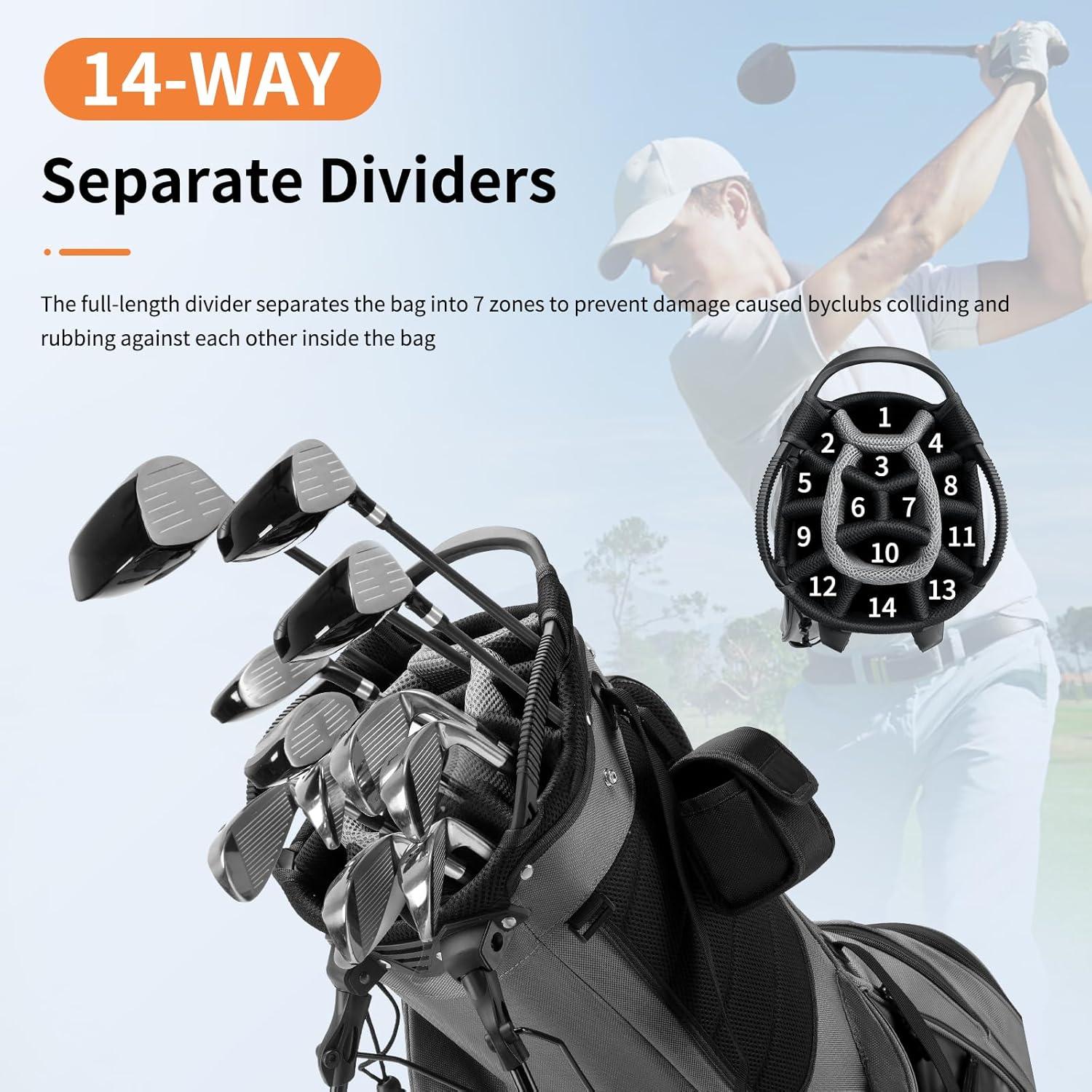 Bolsa de Golf con Soporte HYPATA 14 Vías Gris-Prime