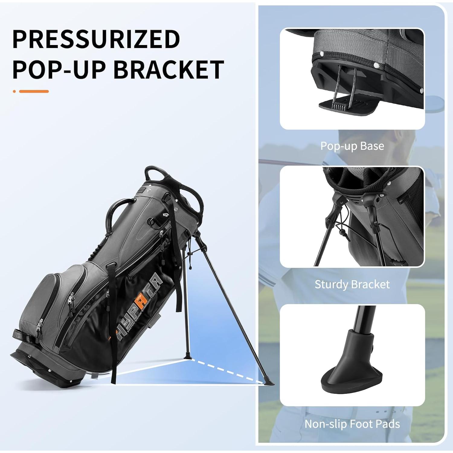 Bolsa de Golf con Soporte HYPATA 14 Vías Gris-Prime