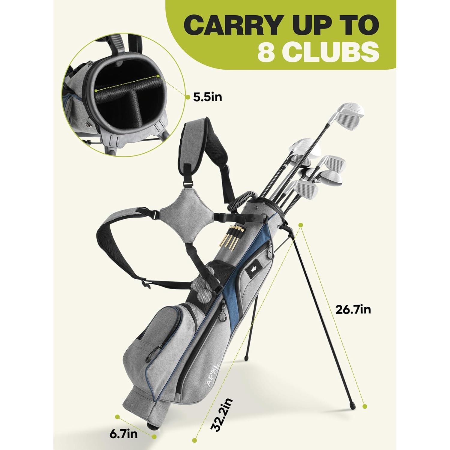 Bolsa de Golf APXL StandBag Gris con Soporte y 3 Divisores