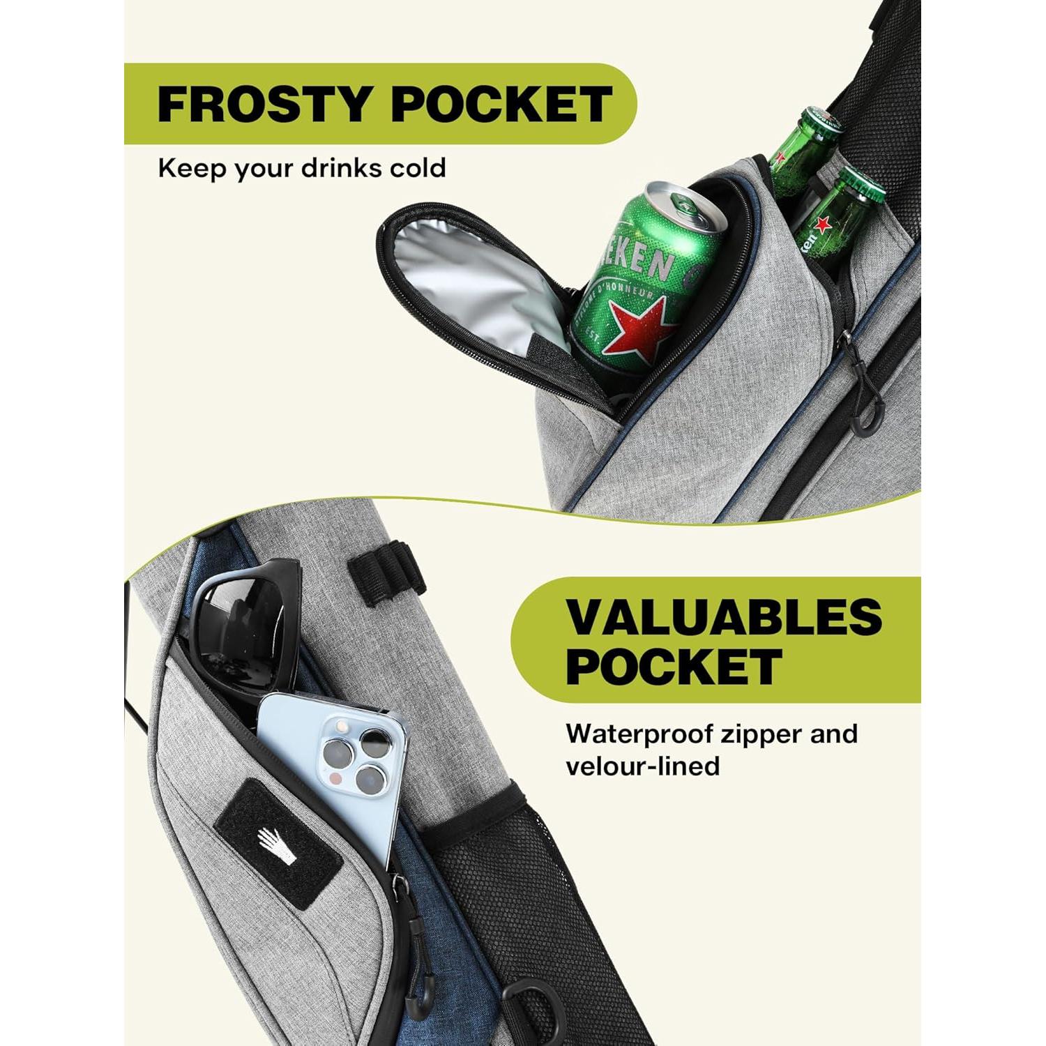 Bolsa de Golf APXL StandBag Gris con Soporte y 3 Divisores