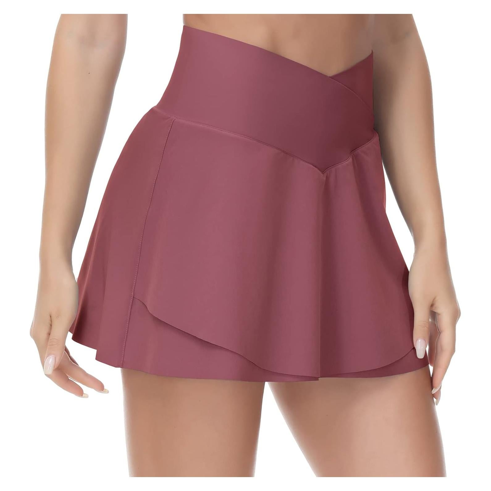 Falda de Tenis Cruzada The Gym People para Mujeres - Rojo Grande