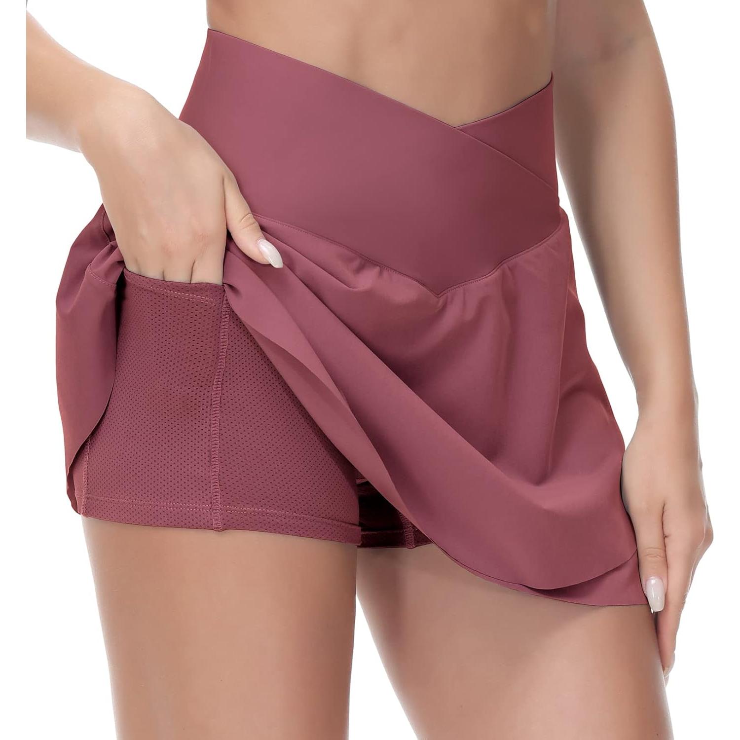 Falda de Tenis Cruzada The Gym People para Mujeres - Rojo Grande