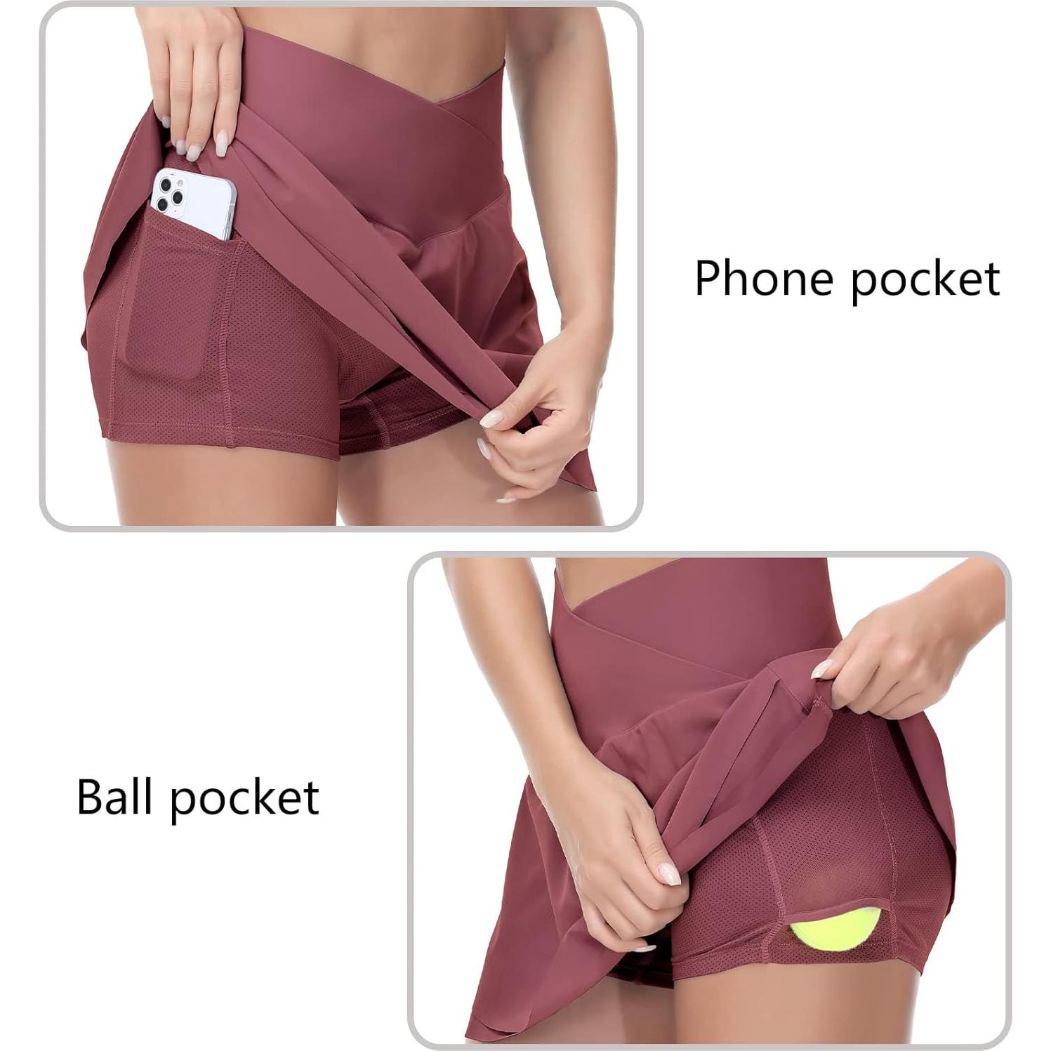 Falda de Tenis Cruzada The Gym People para Mujeres - Rojo Grande