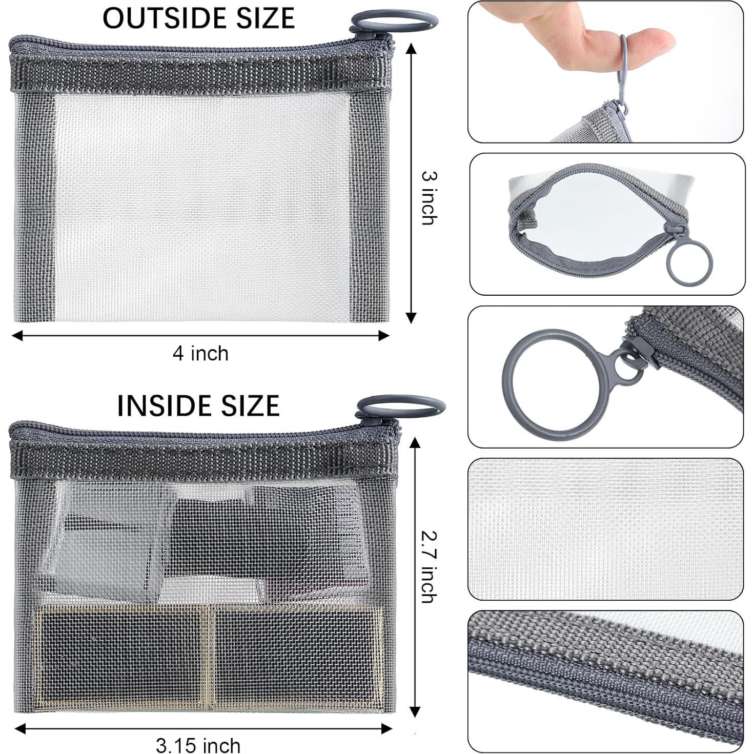 Bolsas de Malla con Cremallera Frienda - 10 Pcs Mini Cosméticos 7.62x10.16cm Gris