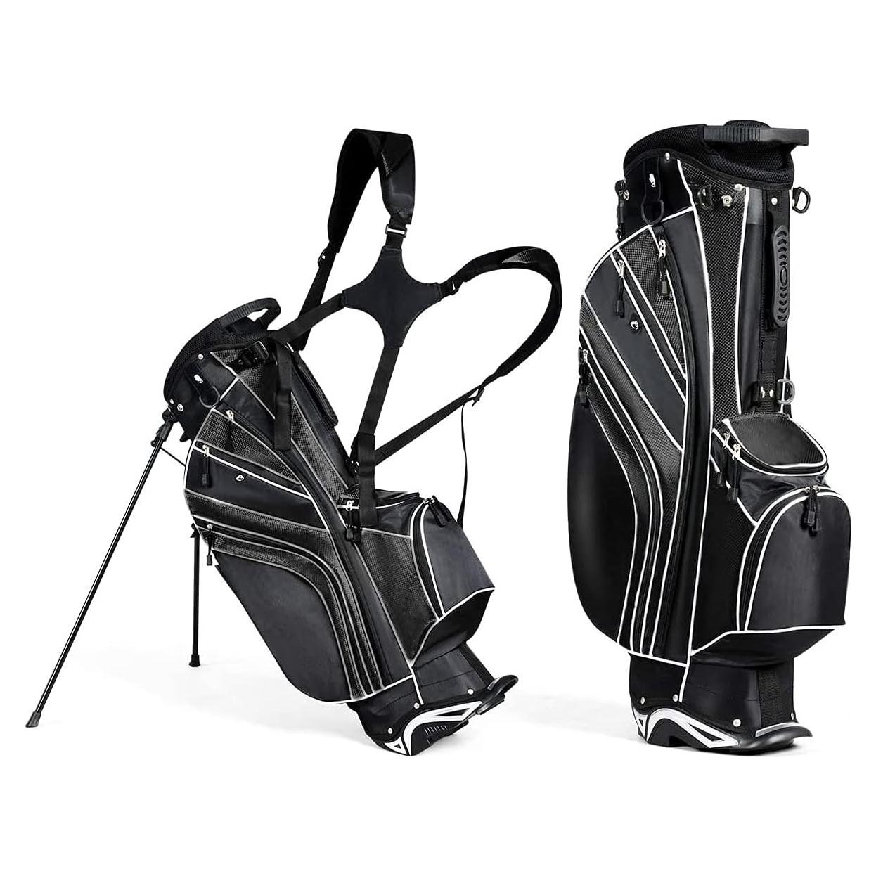 Bolsa de Golf de Pie MEDIMALL Negra, 6 Divisores, 7 Bolsillos