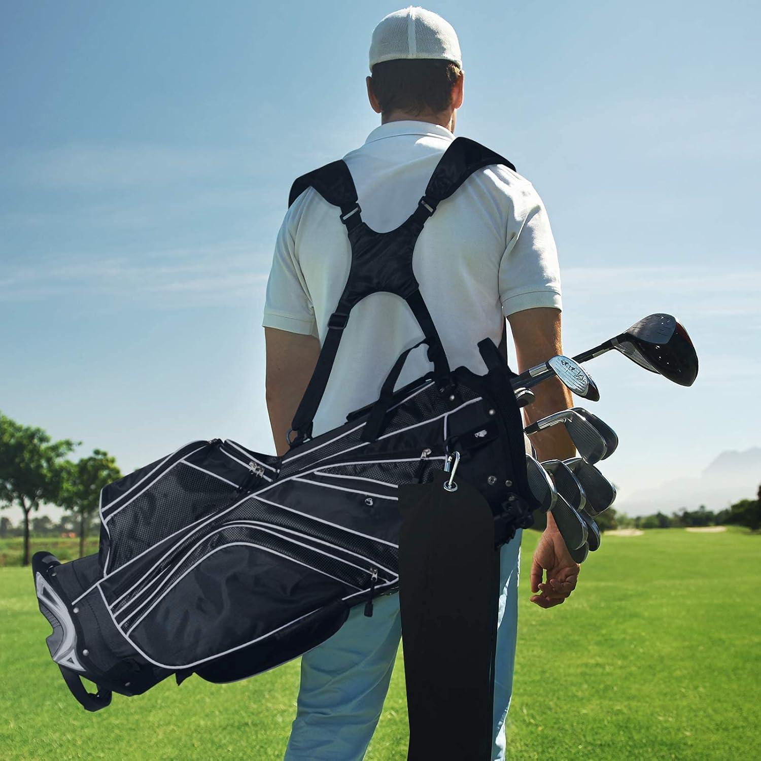 Bolsa de Golf de Pie MEDIMALL Negra, 6 Divisores, 7 Bolsillos