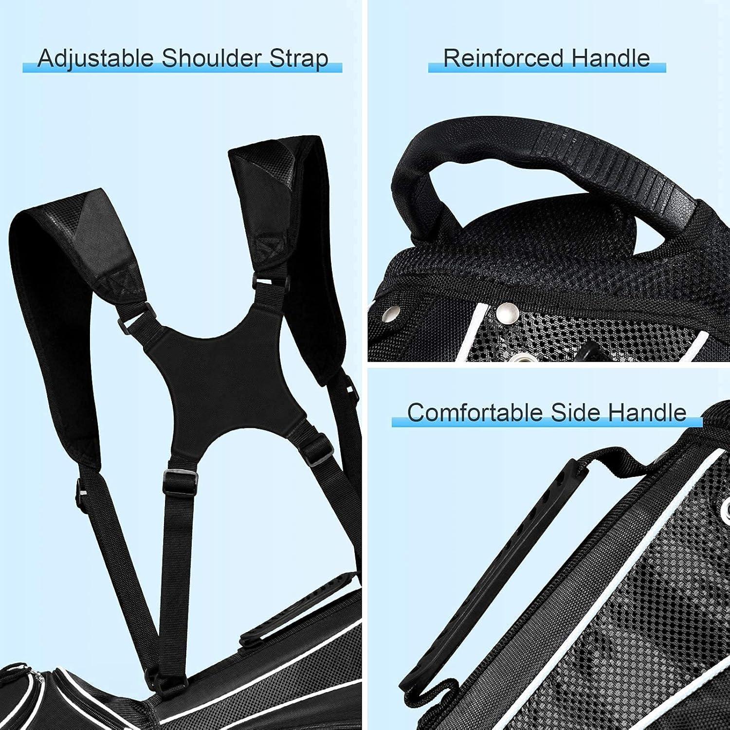 Bolsa de Golf de Pie MEDIMALL Negra, 6 Divisores, 7 Bolsillos