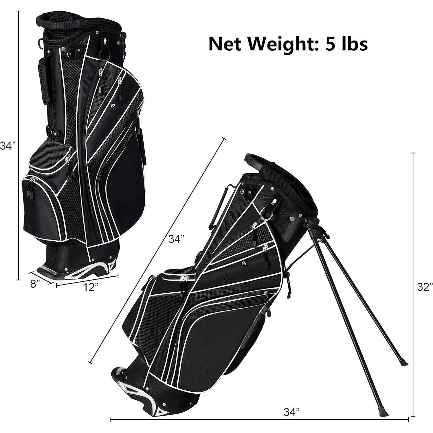 Bolsa de Golf de Pie MEDIMALL Negra, 6 Divisores, 7 Bolsillos