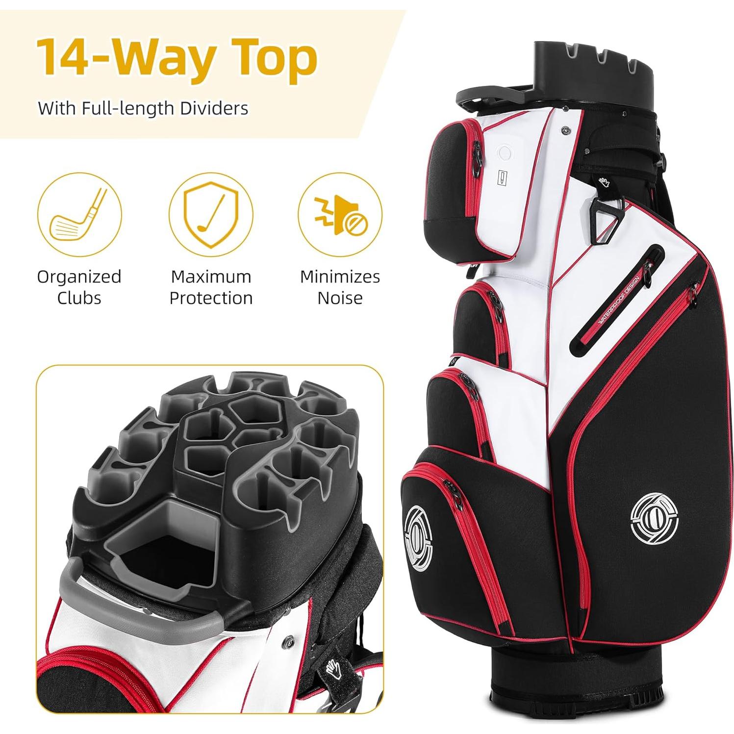 Bolsa de Carro de Golf Shopsource 14 Vías con Divisores y Asa Ergonómica