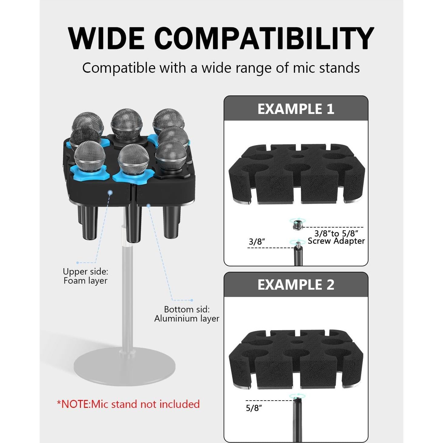 Soporte Multi Micrófono Borenbuir 8 Bandejas Aluminio