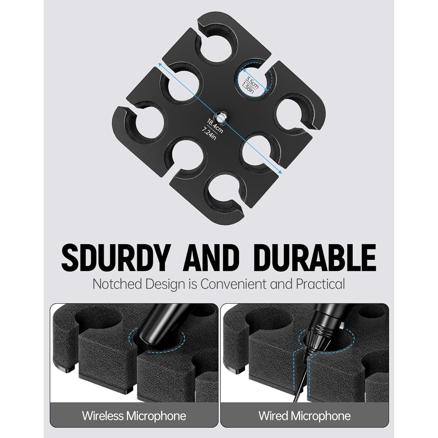 Soporte Multi Micrófono Borenbuir 8 Bandejas Aluminio