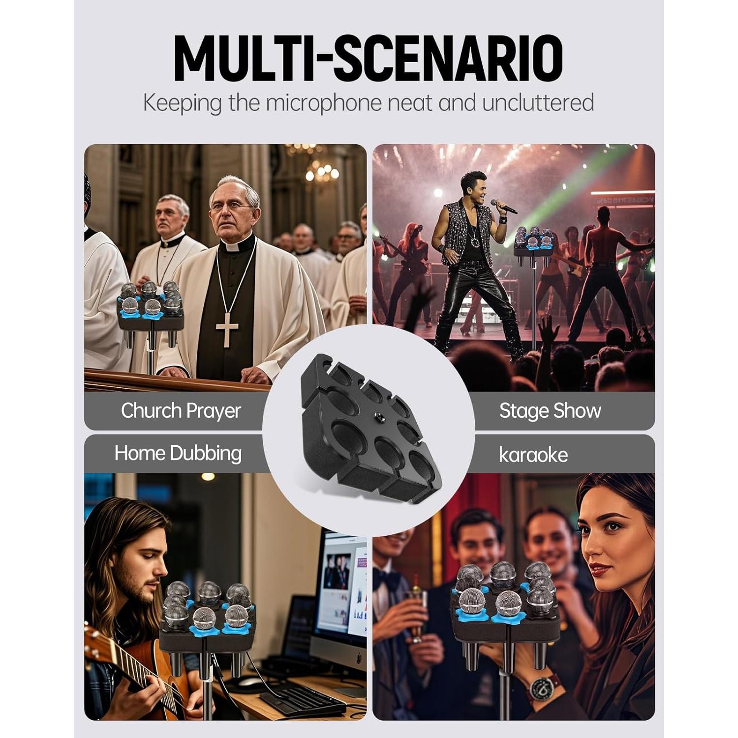 Soporte Multi Micrófono Borenbuir 8 Bandejas Aluminio