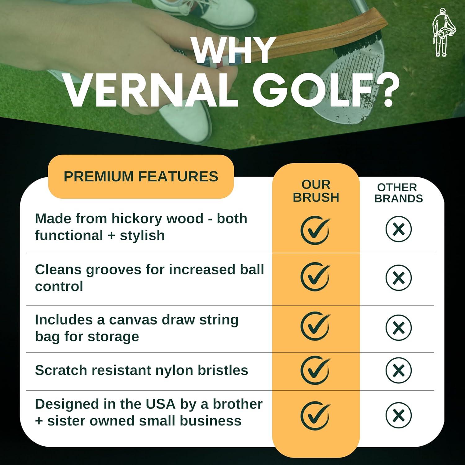 Cepillo de Golf Vernal de Madera de Hickory con Cerdas de Nylon