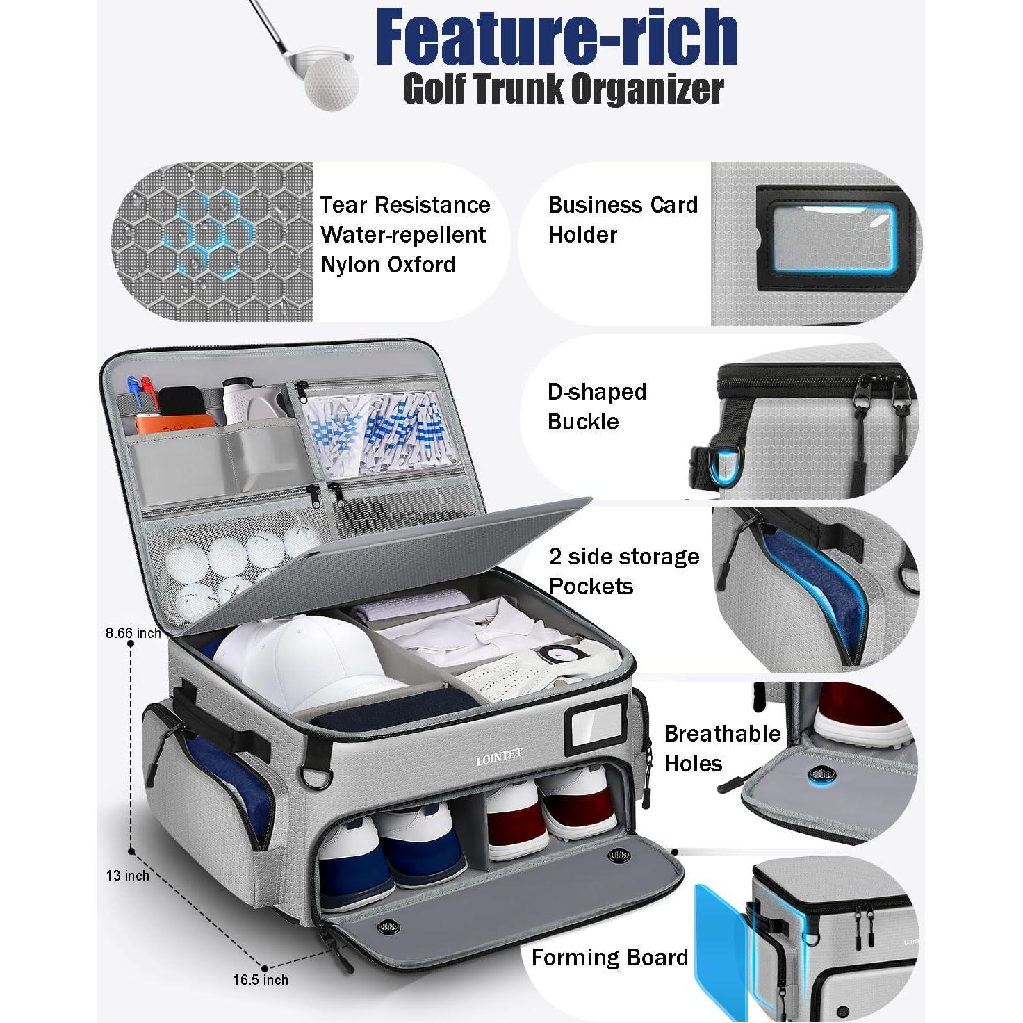 Organizador de Maletero de Golf LOINTET SP2002GRAY Impermeable