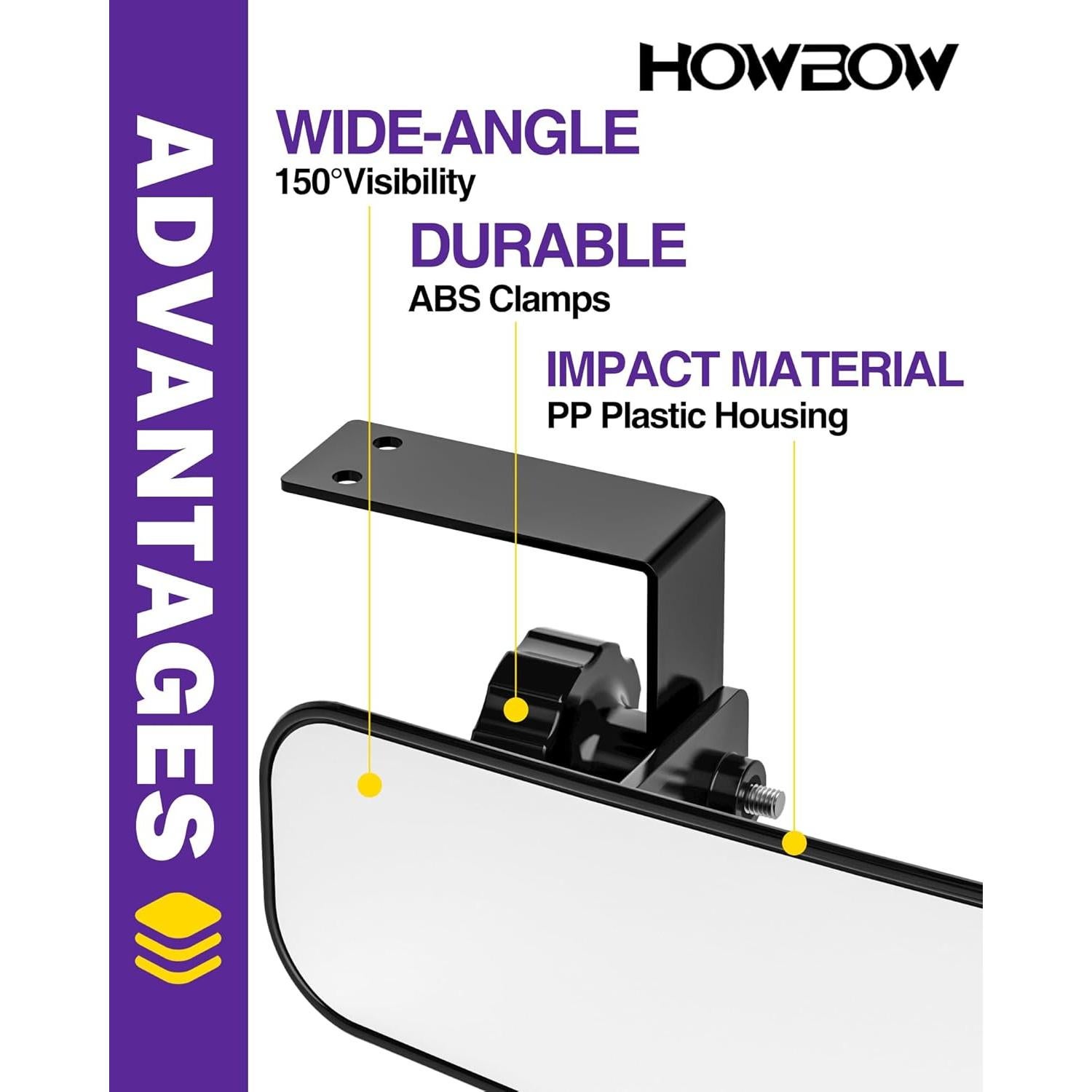 Espejo Retrovisor Trasero HOWBOW para Carrito de Golf 41.91 cm
