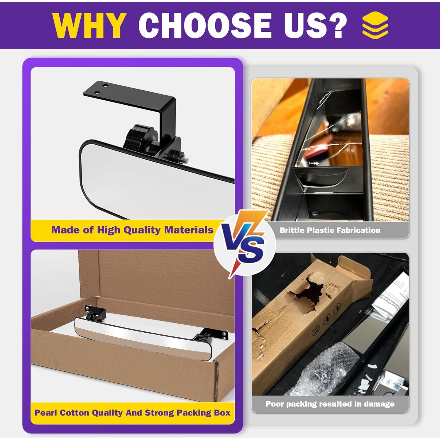 Espejo Retrovisor Trasero HOWBOW para Carrito de Golf 41.91 cm