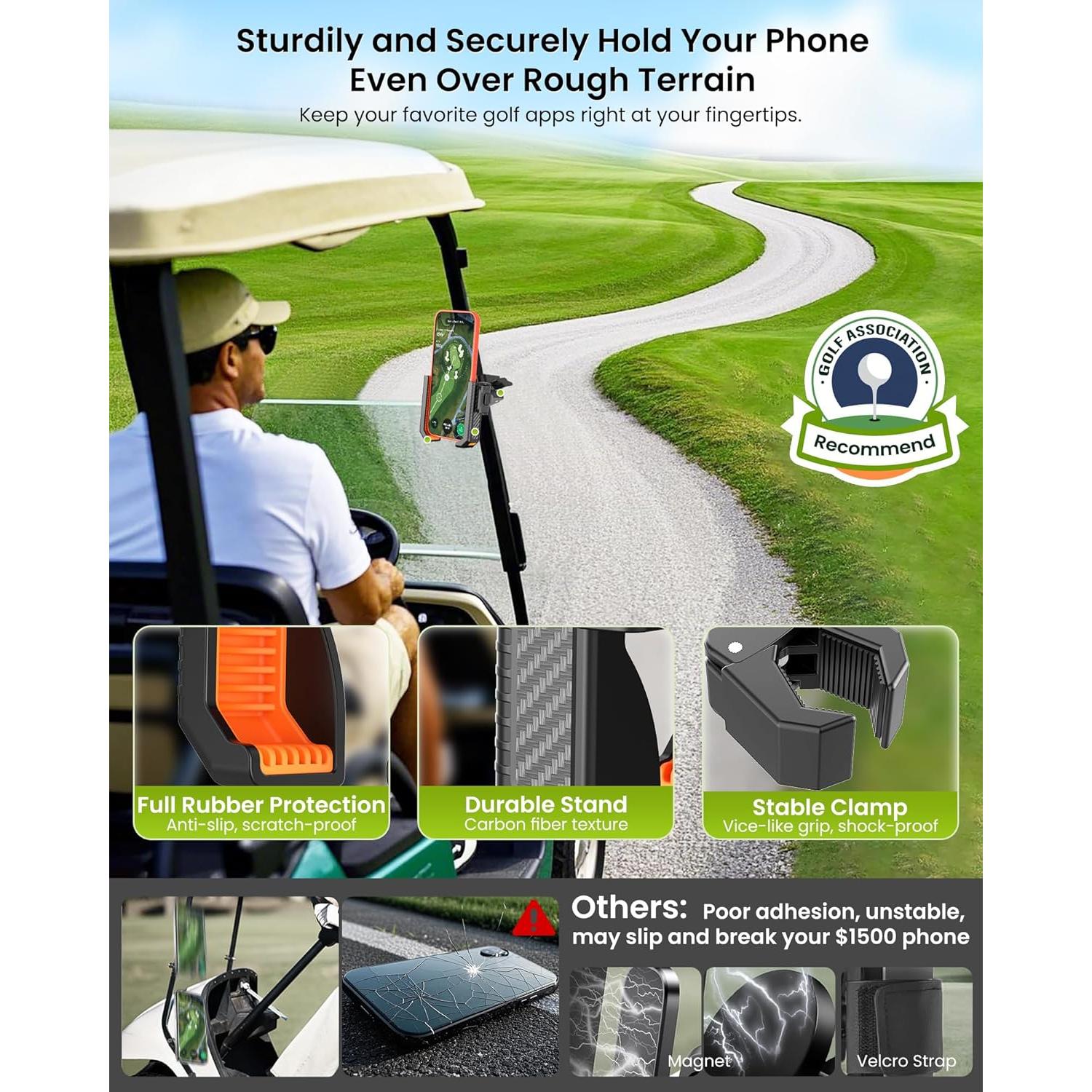 Soporte para Teléfono de Carrito de Golf Smerkod PH-S11 - Antideslizante