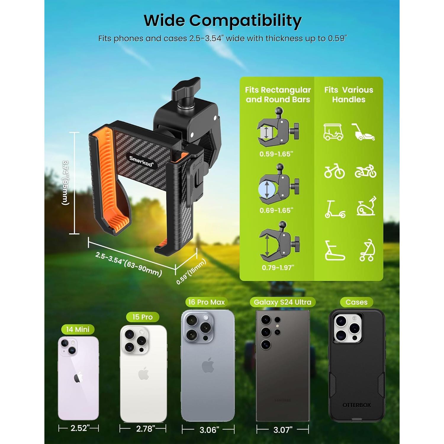 Soporte para Teléfono de Carrito de Golf Smerkod PH-S11 - Antideslizante