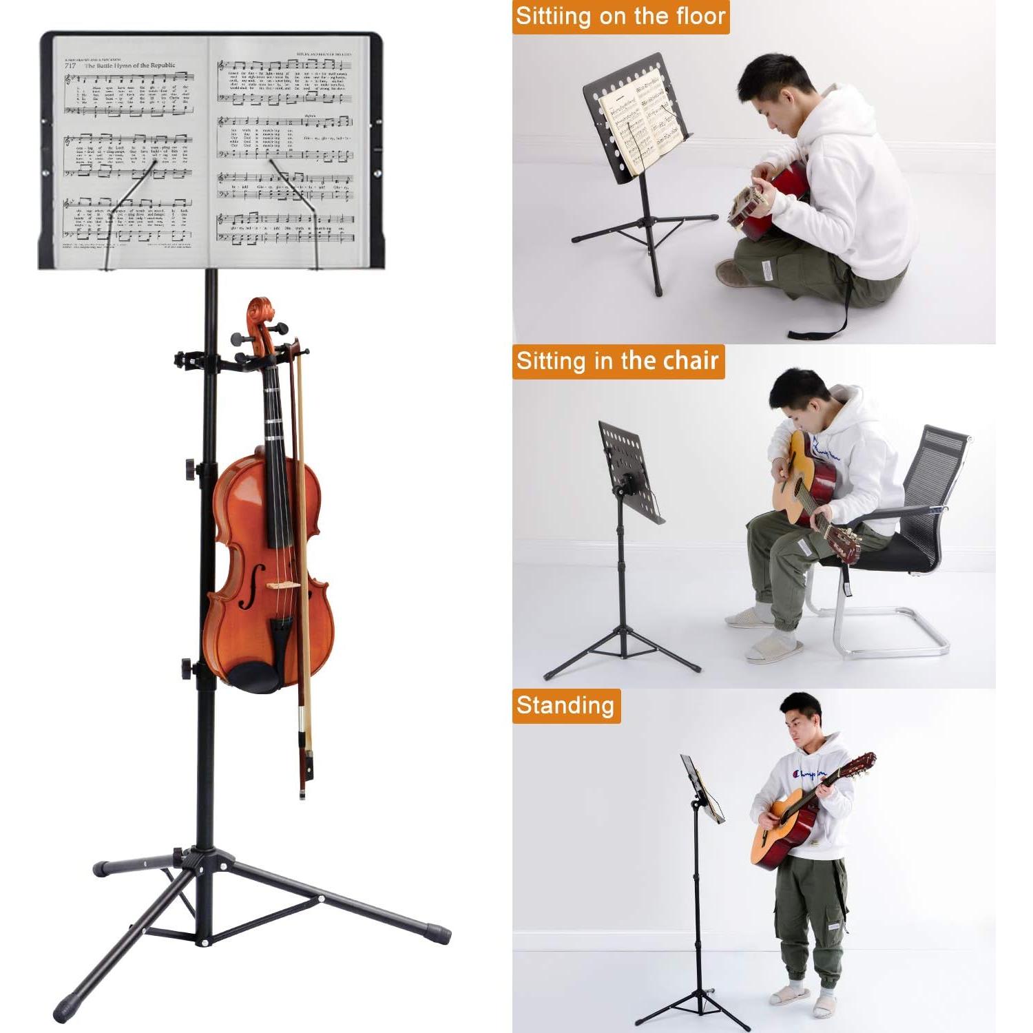 Soporte de Partituras Klvied con Colgador de Violín y Luz LED