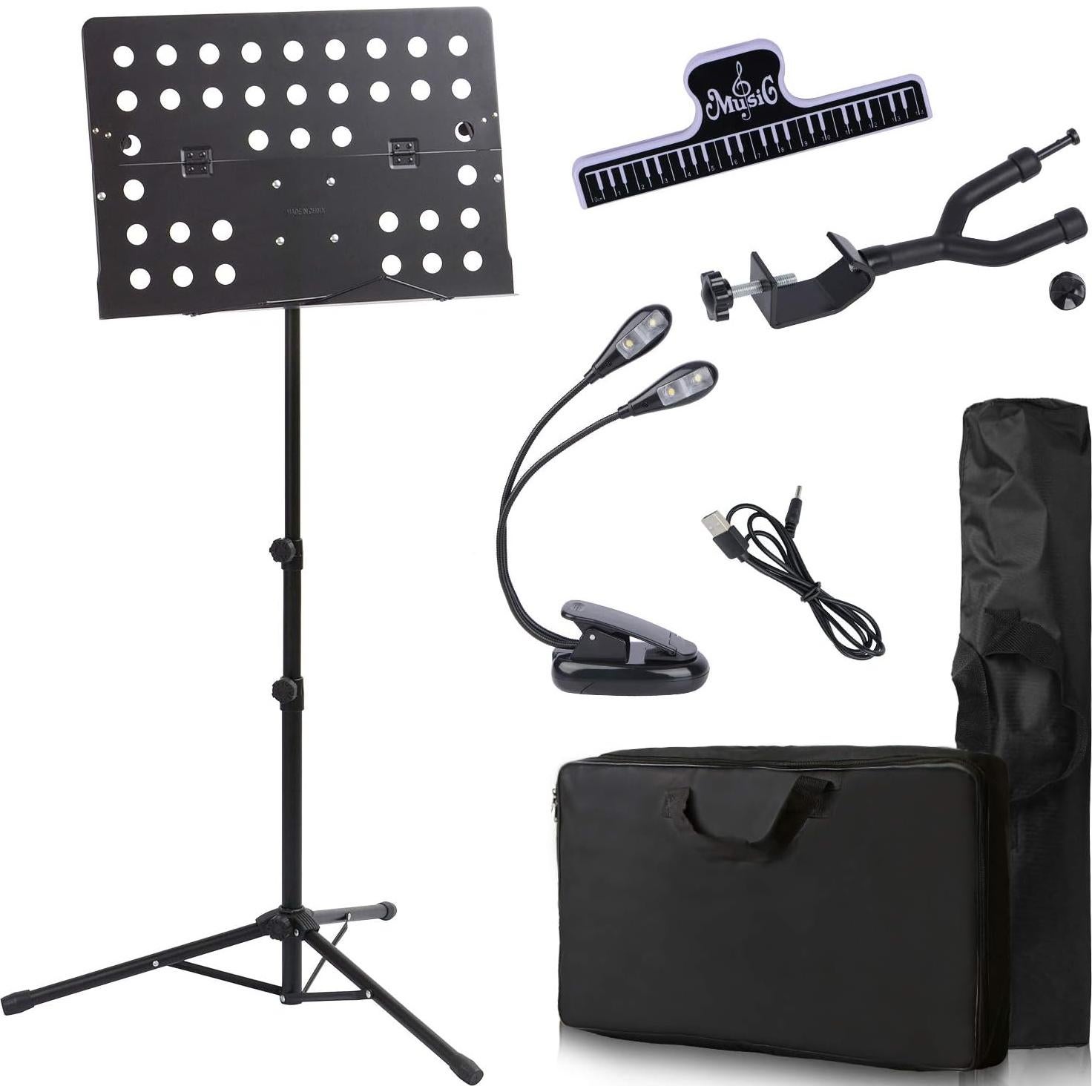 Soporte de Partituras Klvied con Colgador de Violín y Luz LED