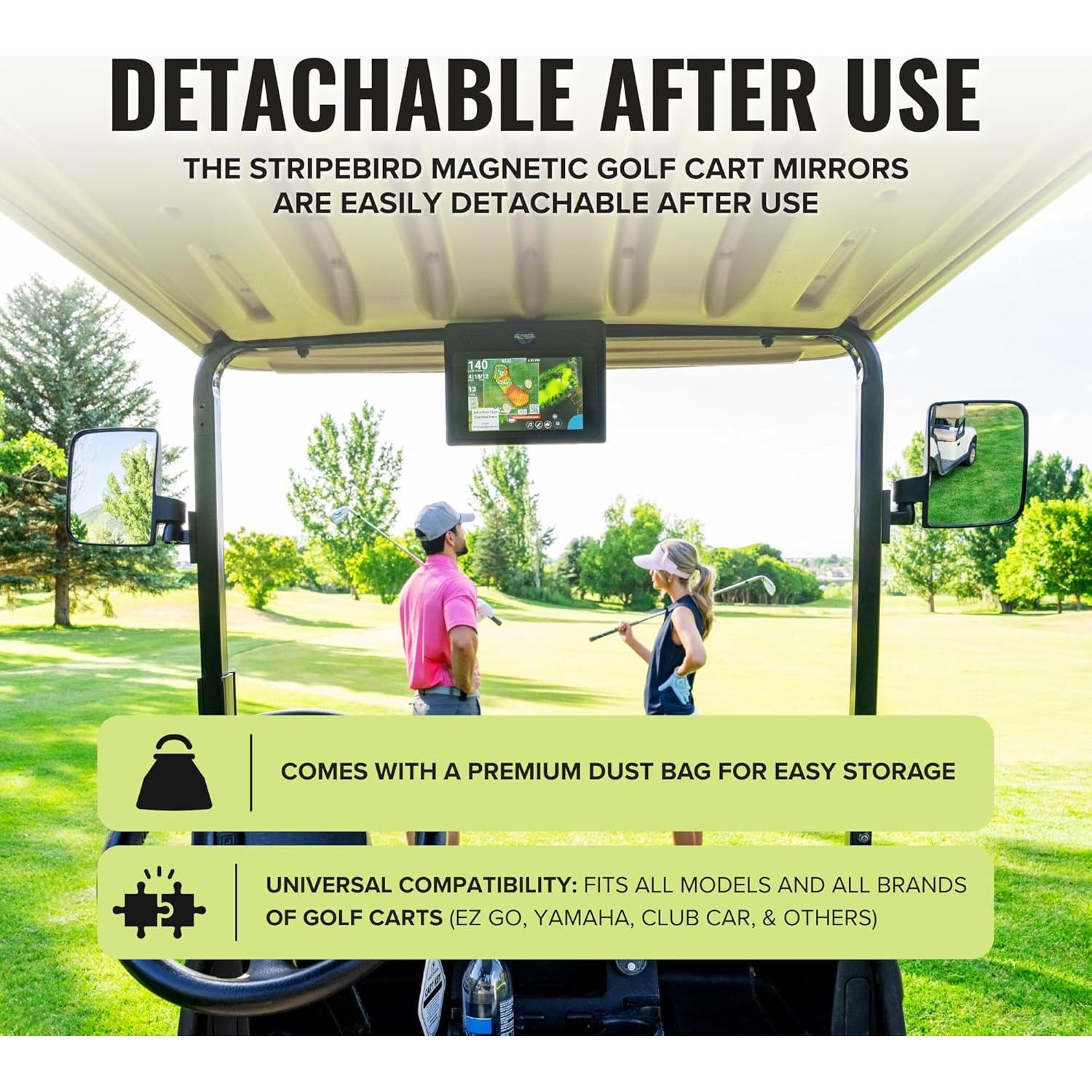 Espejos Magnéticos para Carritos de Golf Stripebird 2.0 - Negro