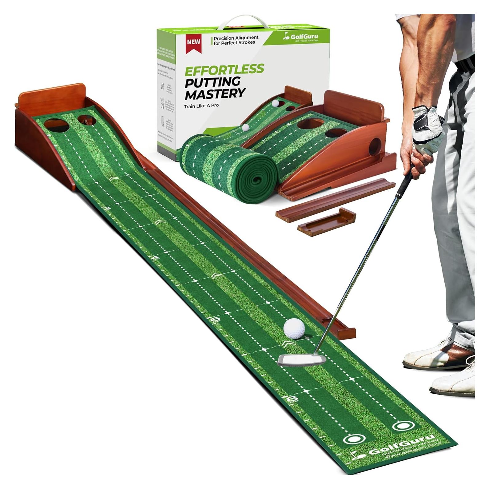 Alfombra de Golf Golfguru Putting Green 2.99m con Devolución Automática