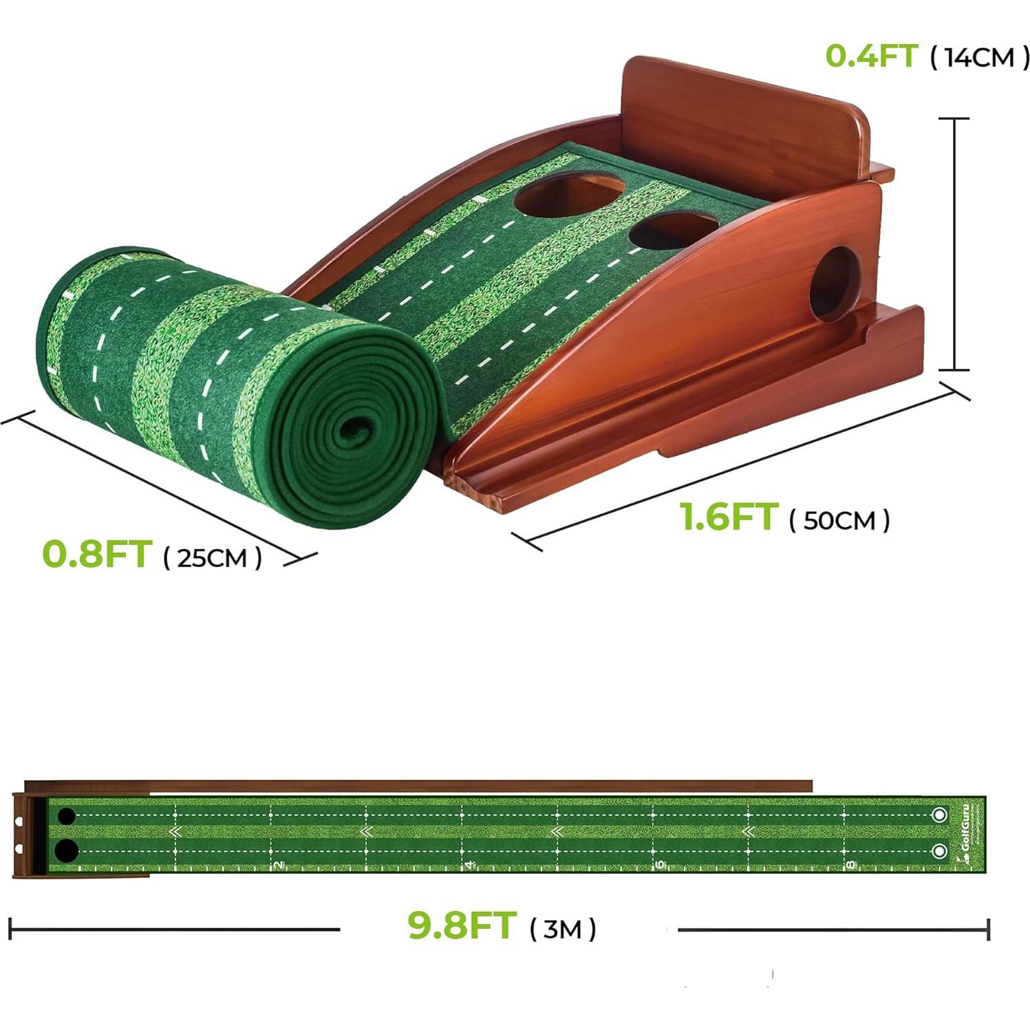 Alfombra de Golf Golfguru Putting Green 2.99m con Devolución Automática