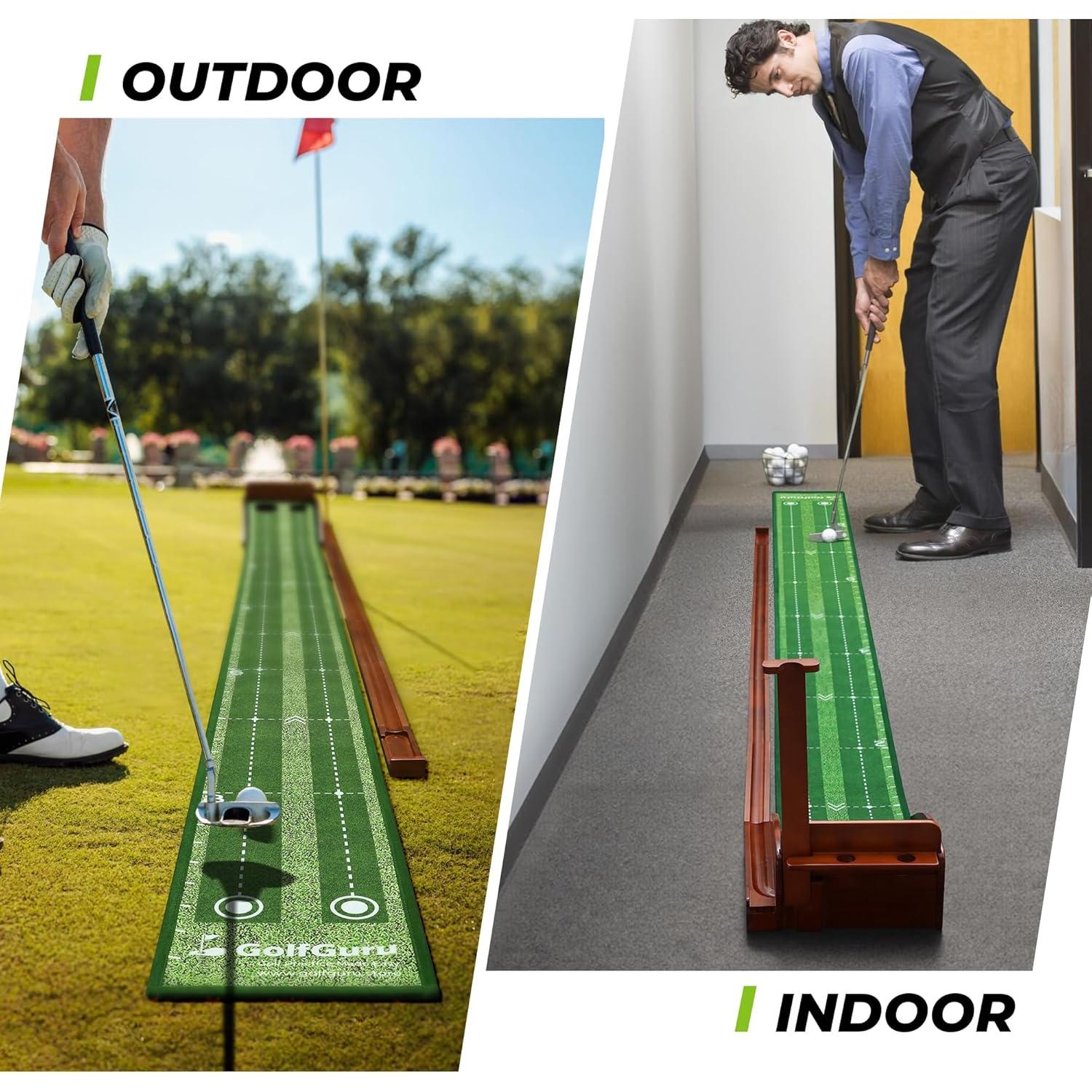 Alfombra de Golf Golfguru Putting Green 2.99m con Devolución Automática