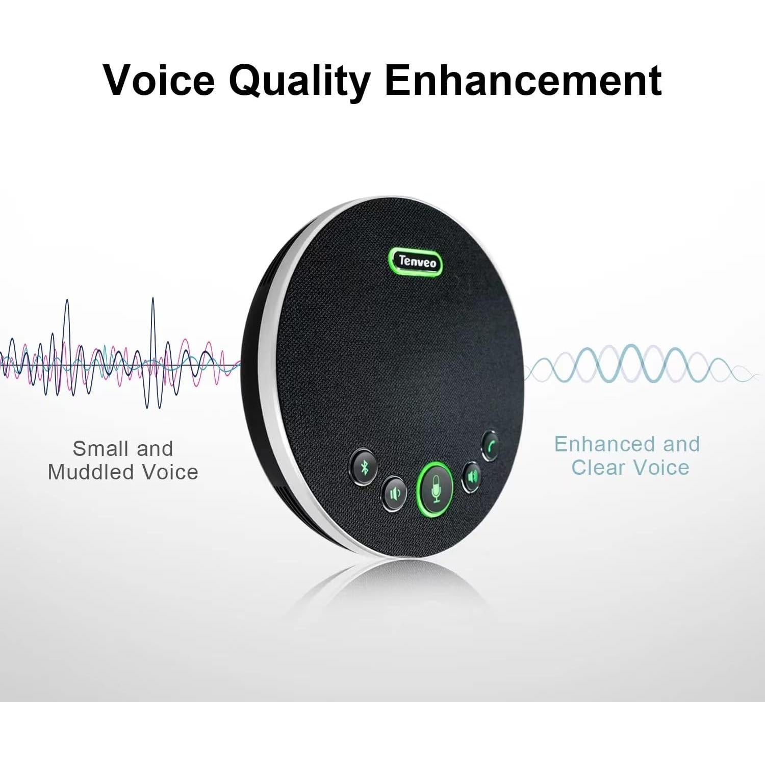 Tenveo Conference Speaker with Microphone, Bluetooth/Wireless/USB omnidirectional Speakerphone Noise Cancelling Conference Call 360° Pickup for Zoom MicroTeams OBS for 10~12 People Online Meeting