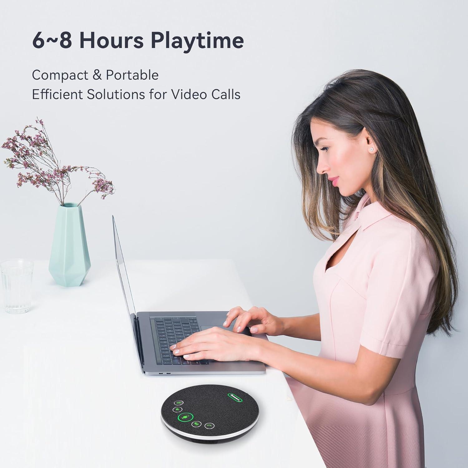 Tenveo Conference Speaker with Microphone, Bluetooth/Wireless/USB omnidirectional Speakerphone Noise Cancelling Conference Call 360° Pickup for Zoom MicroTeams OBS for 10~12 People Online Meeting