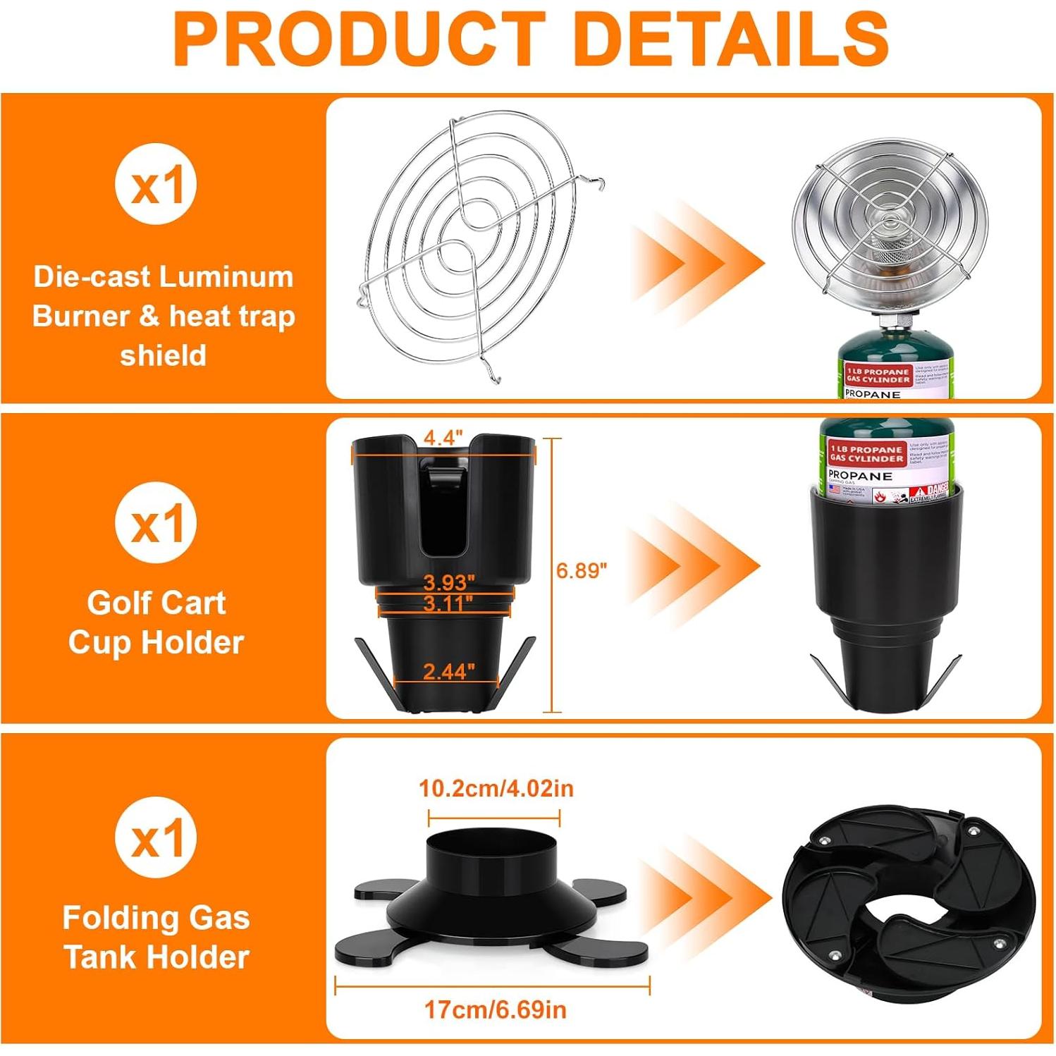 Calentador de Propano Portátil HEATHIVE para Carrito de Golf