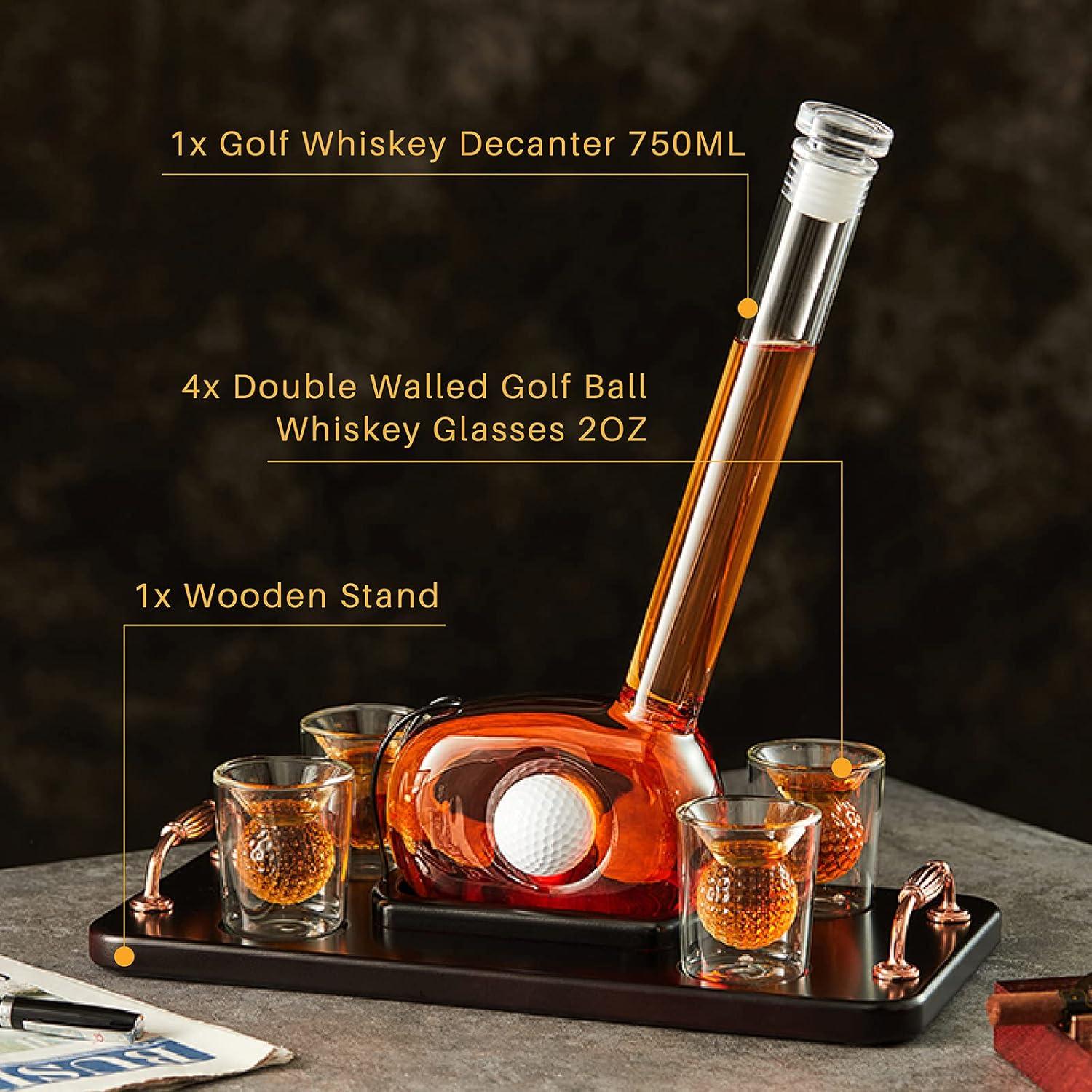 Juego de Decantador de Whisky CRAFTGEN con 4 Vasos de Golf 750ml