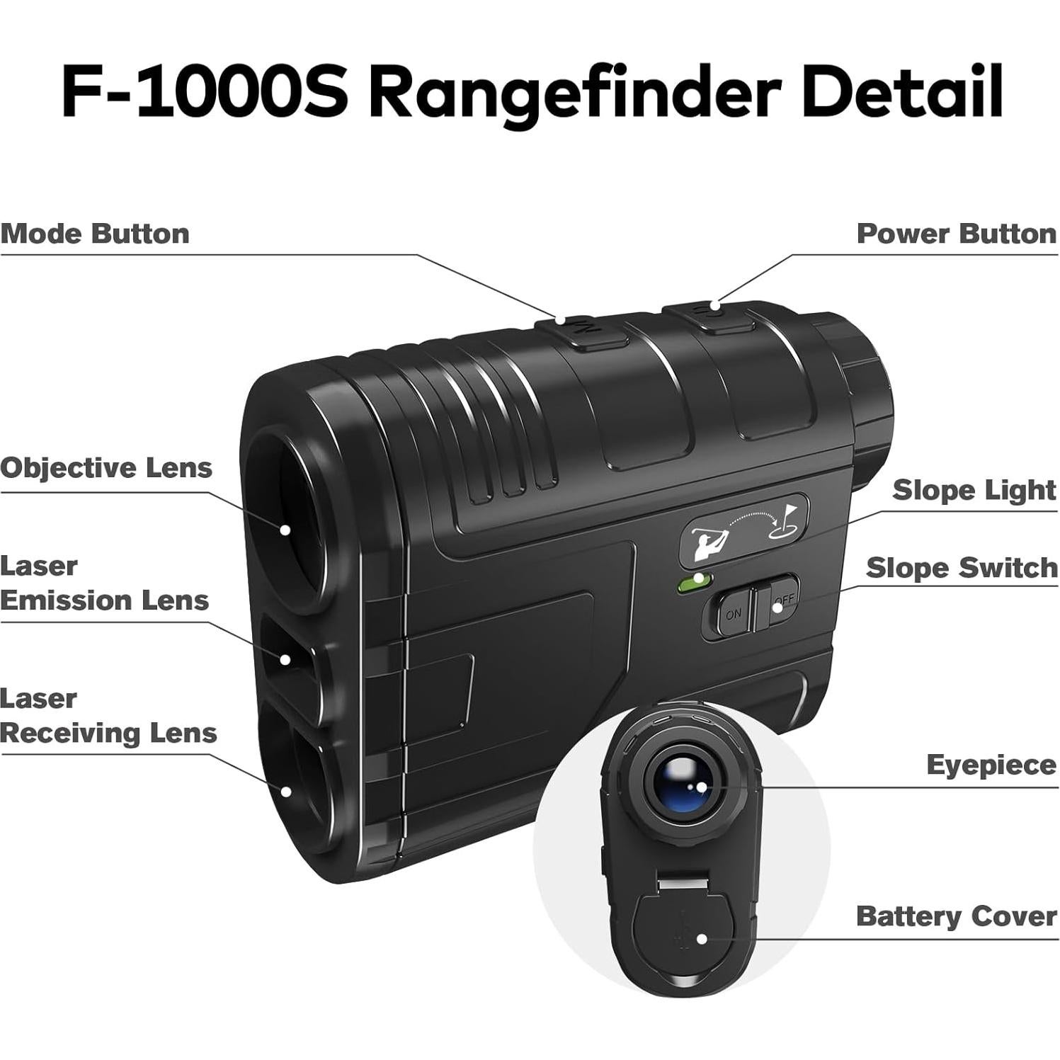 Buscador de Rango Láser MOESAPU F-1000S 1200 Yardas Golf