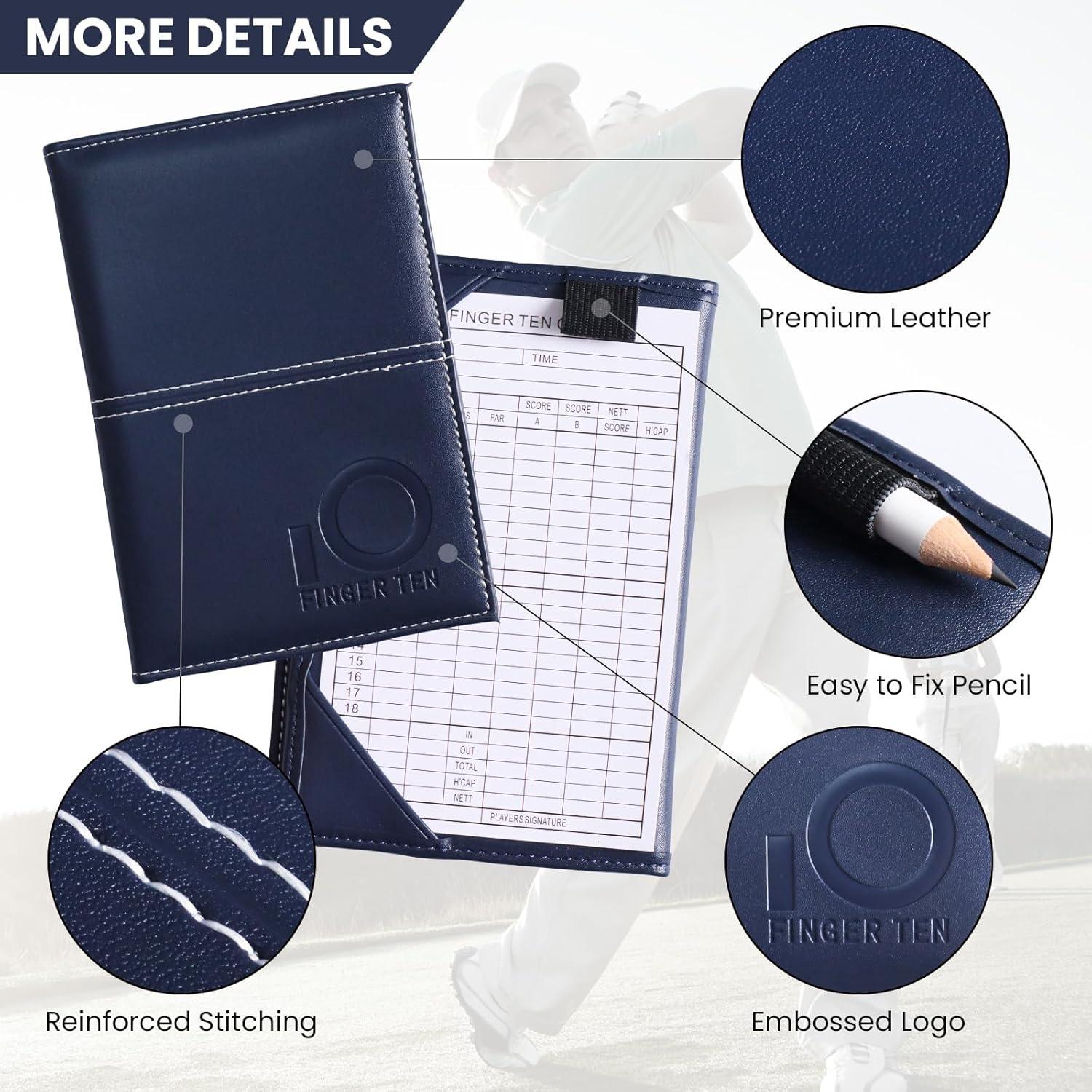 Funda de Tarjeta de Puntuación de Golf FINGER TEN SCH01 Cuero Marino