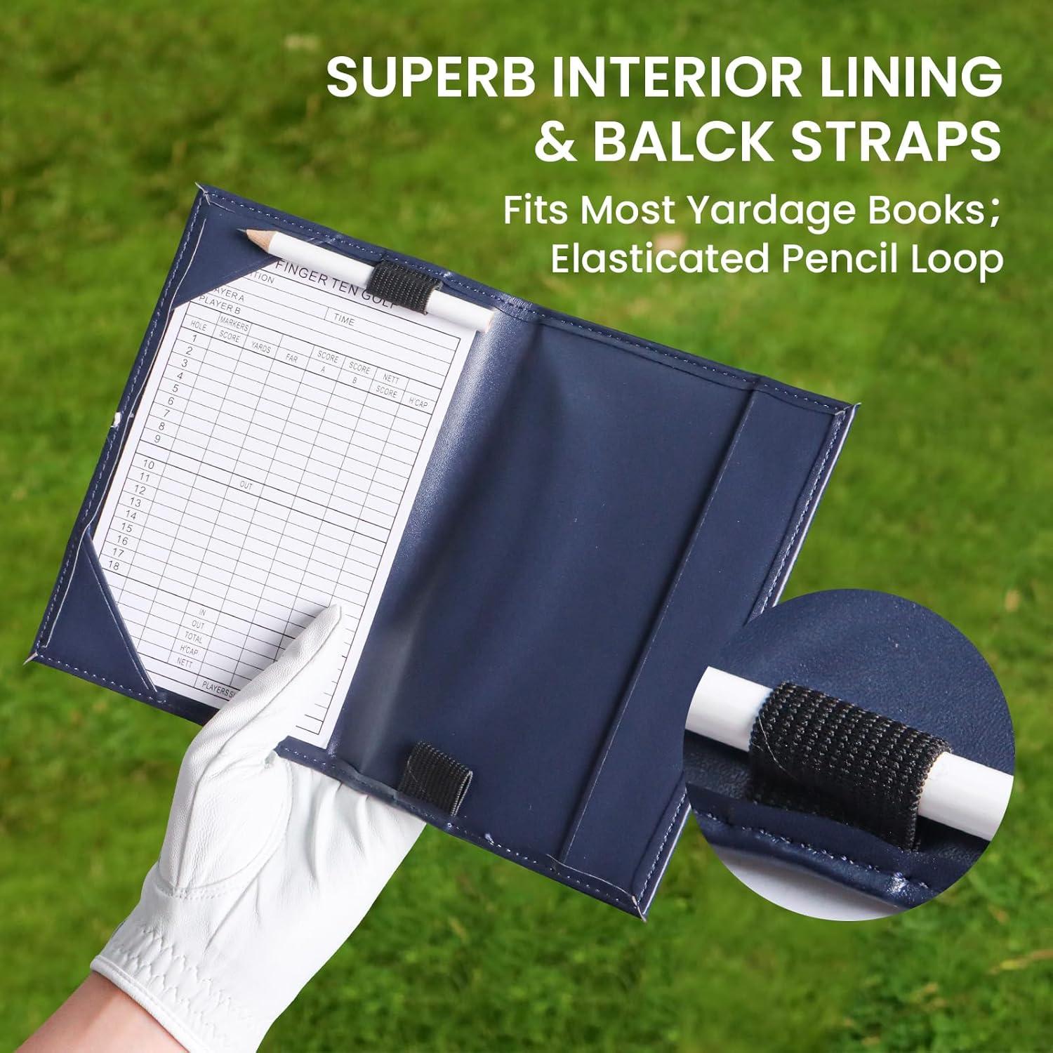 Funda de Tarjeta de Puntuación de Golf FINGER TEN SCH01 Cuero Marino