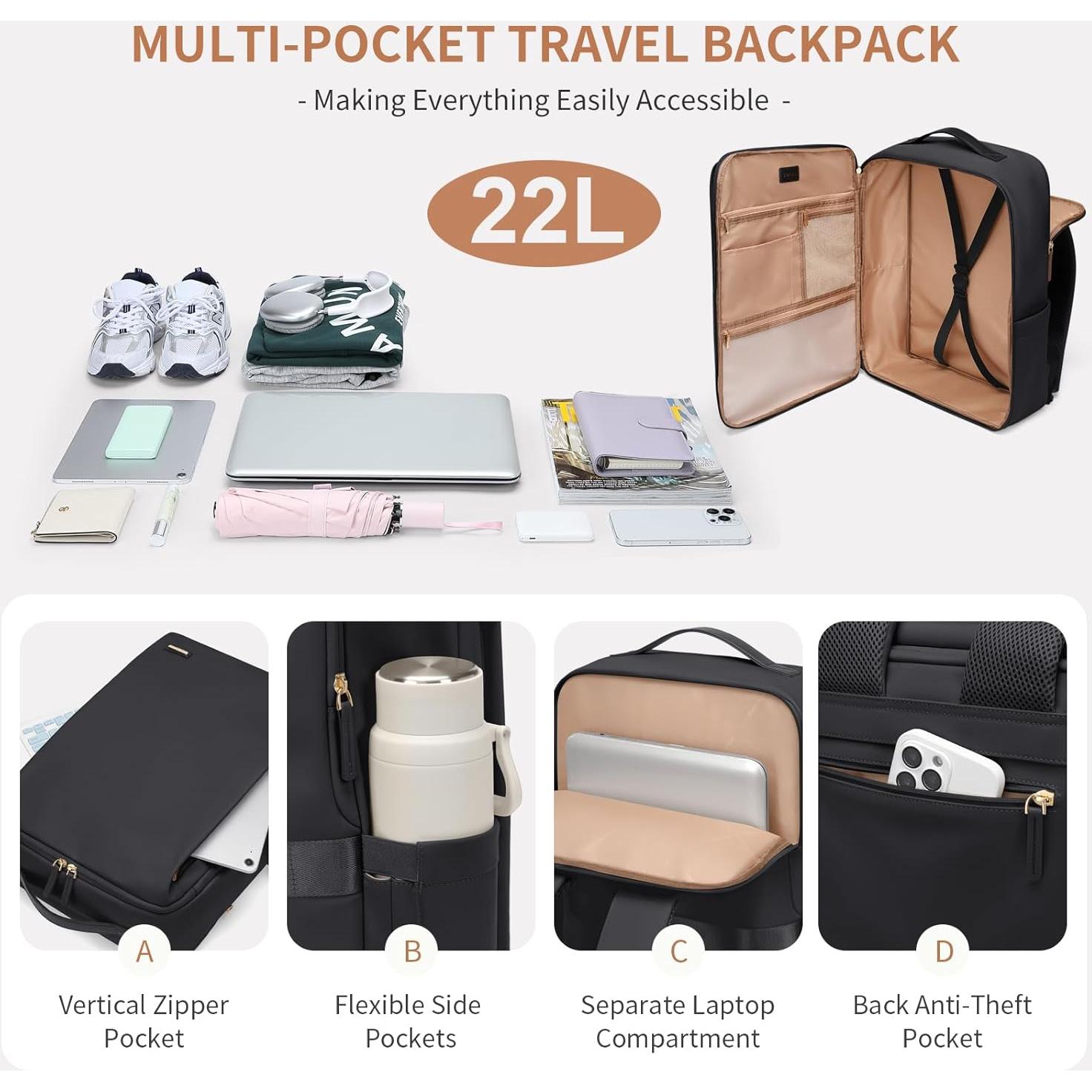 Mochila para Laptop GOLF SUPAGS 17.3" Negra para Mujeres