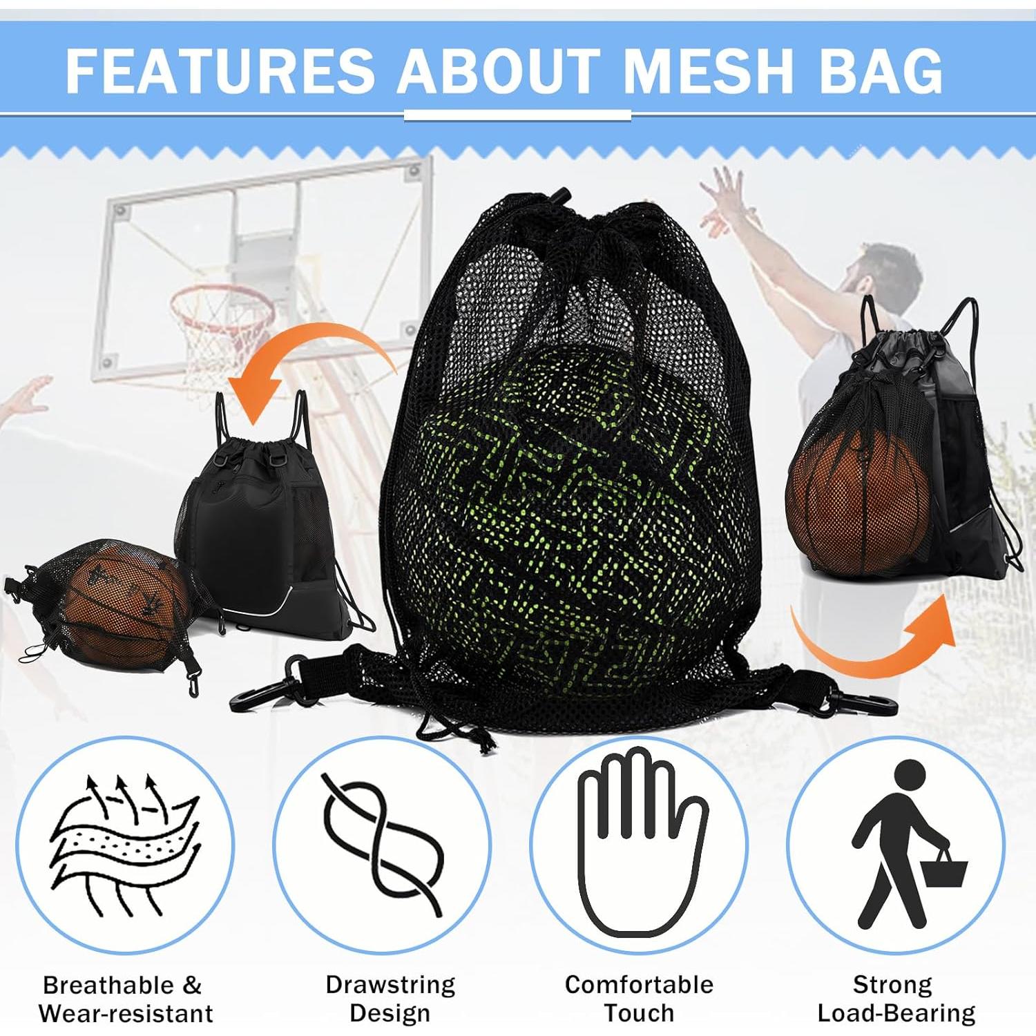 Bolsa de Deporte KAEGREEL Malla Negra 44x39 cm para Gimnasio