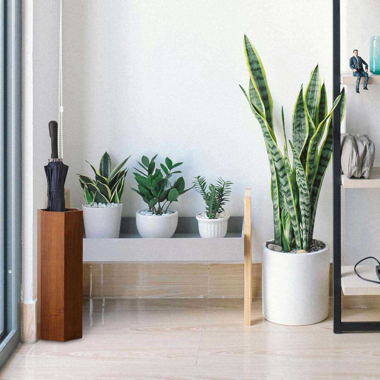 Soporte de Paraguas de Madera Alipis con Bandeja de Goteo