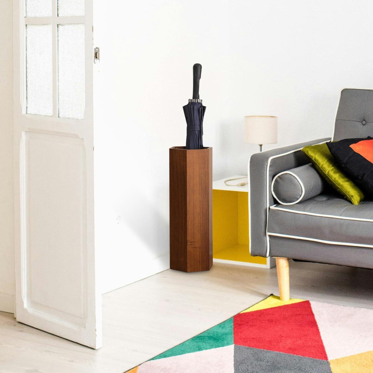 Soporte de Paraguas de Madera Alipis con Bandeja de Goteo