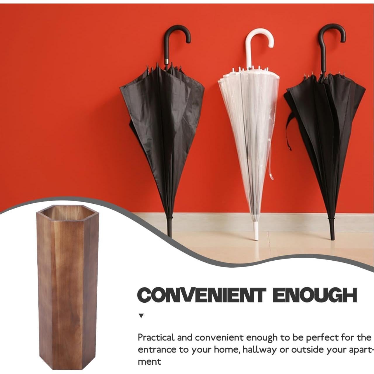 Soporte de Paraguas de Madera Alipis con Bandeja de Goteo