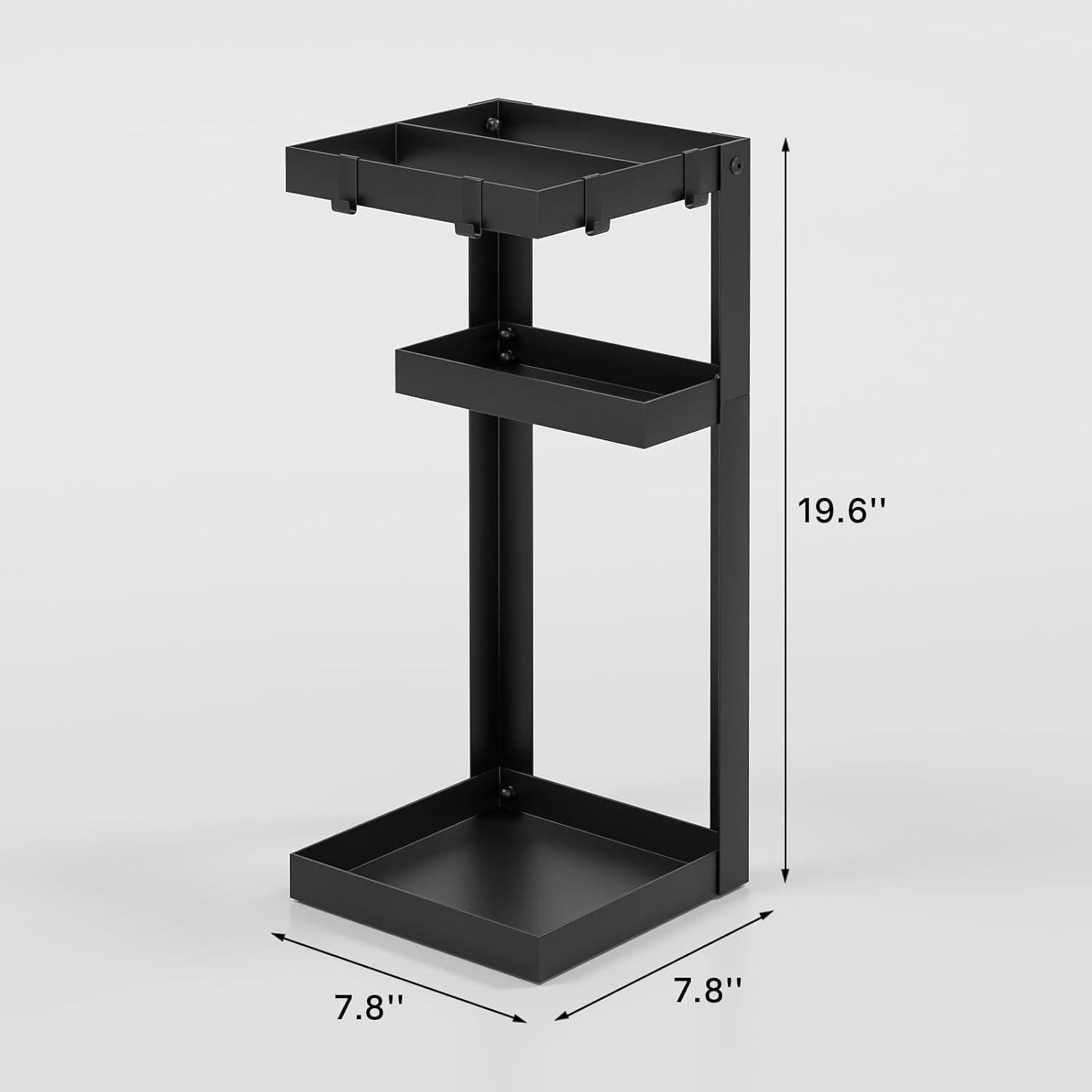 Soporte para Paraguas Kawaiita de Acero Negro con Estante y Ganchos