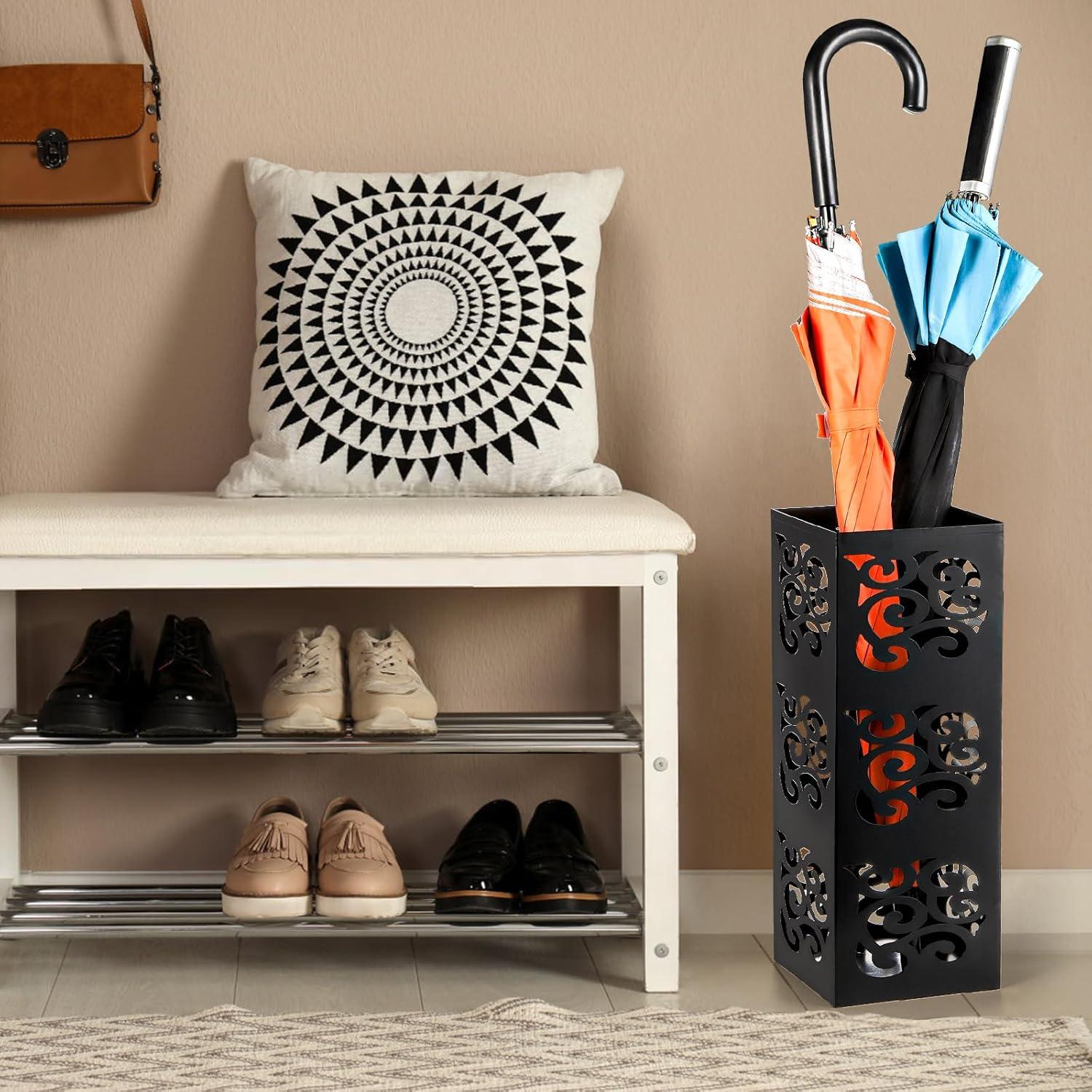 Soporte para Paraguas Kingrol de Metal Negro 15x15x40 cm