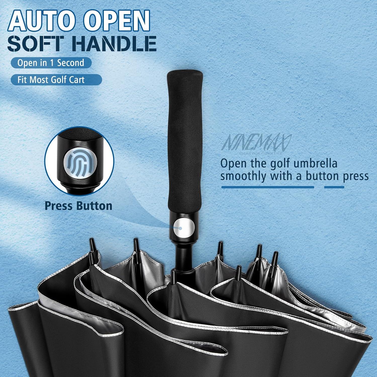 Paraguas de Golf NINEMAX 68" UV UPF 50+ Automático Doble Techo