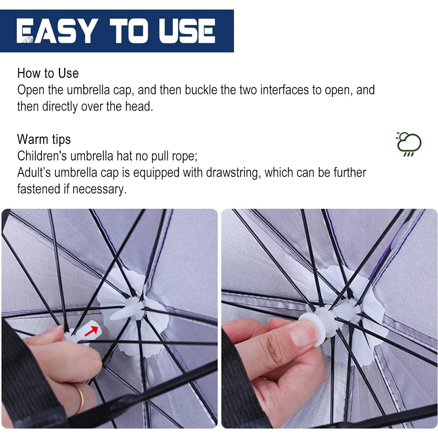 Paquete de 4 Sombreros Paraguas MUFEKUM Plegables 52cm