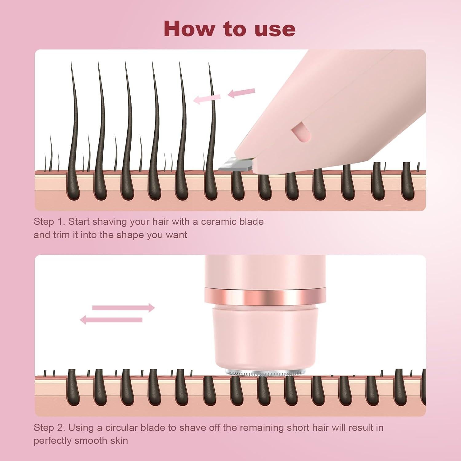 Recortadora de Bikini Eléctrica Dermave 2-en-1 Rosa