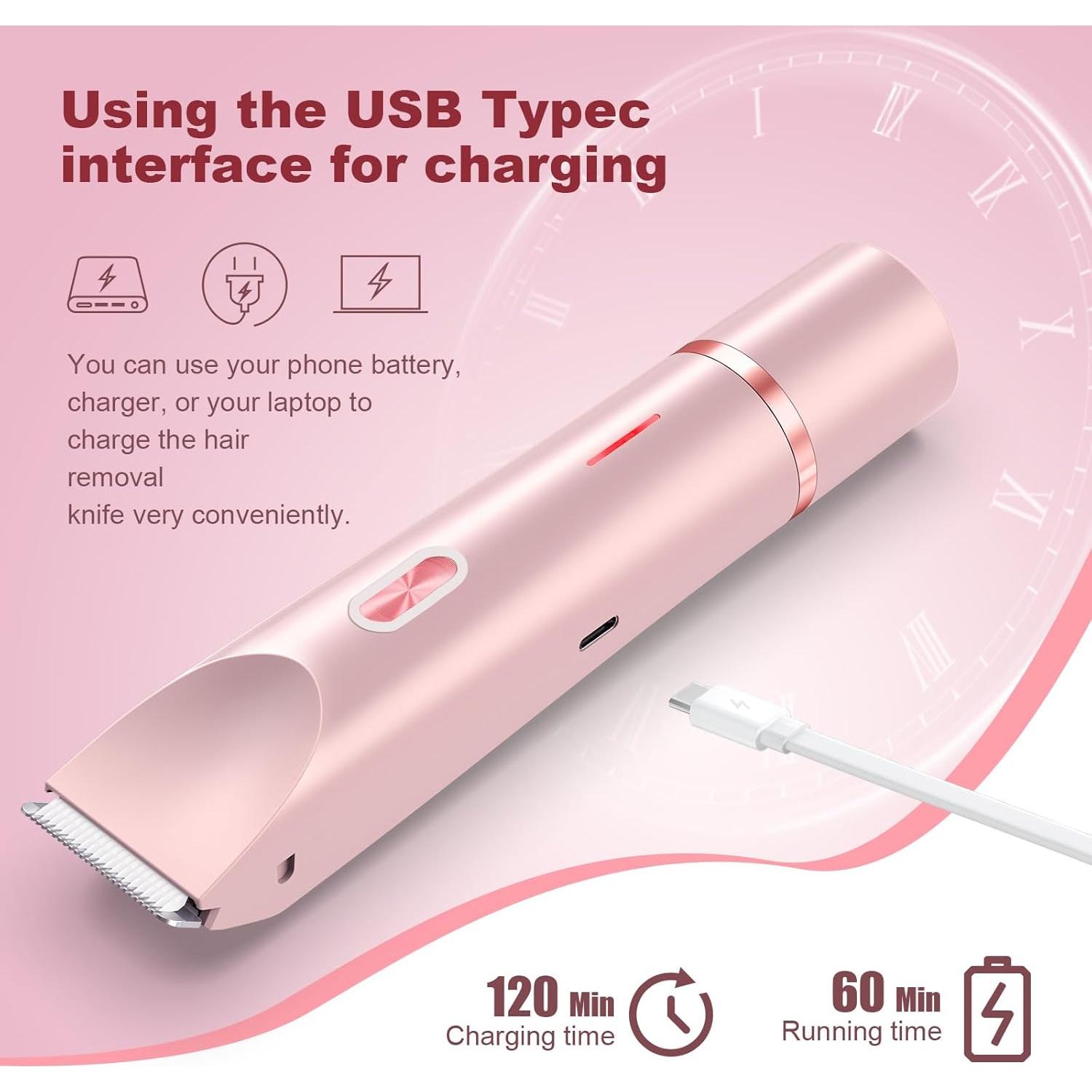 Recortadora de Bikini Eléctrica Dermave 2-en-1 Rosa