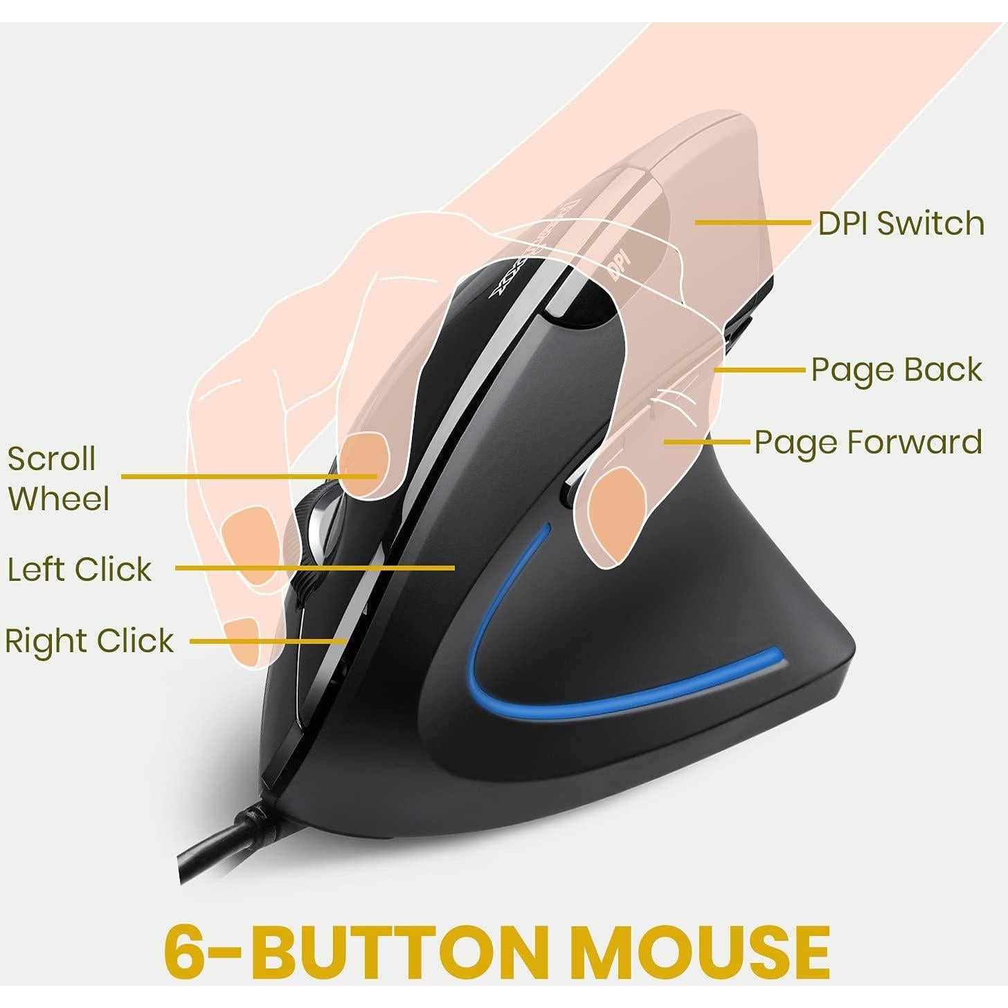 Ratón Vertical Ergonómico Perixx PERIMICE-513 1000/1600 DPI