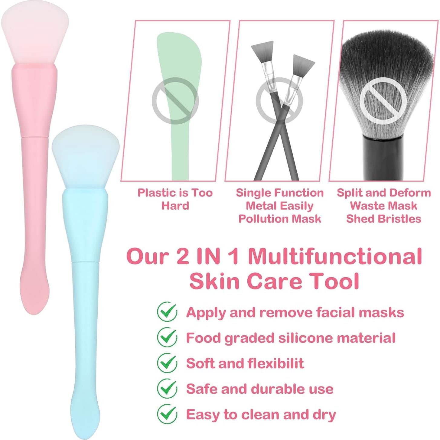 Ouligay Pinceles de Silicona para Mascarilla Facial 3PCS