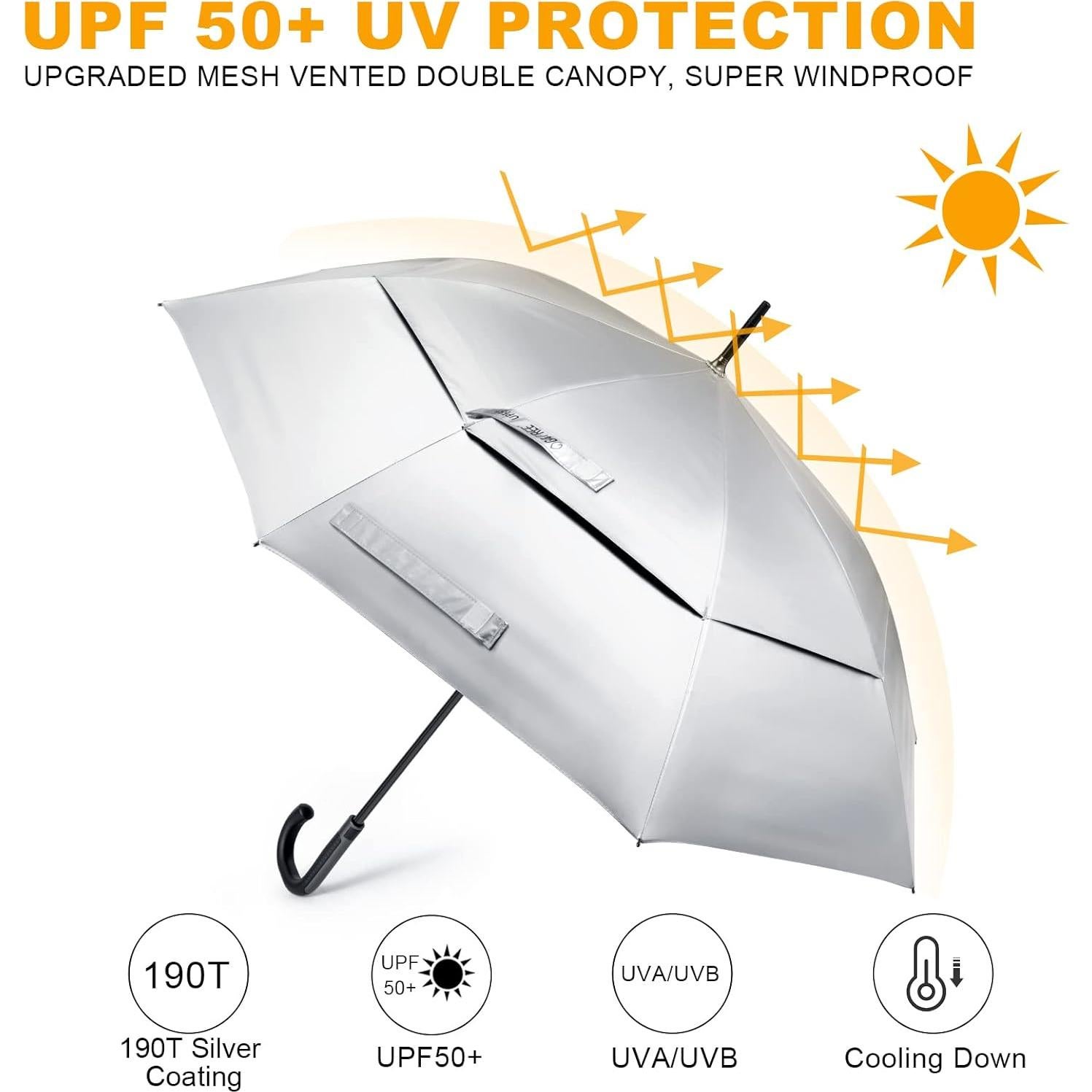 Paraguas G4Free UV 50+ Automático 132 cm Plata/Negro